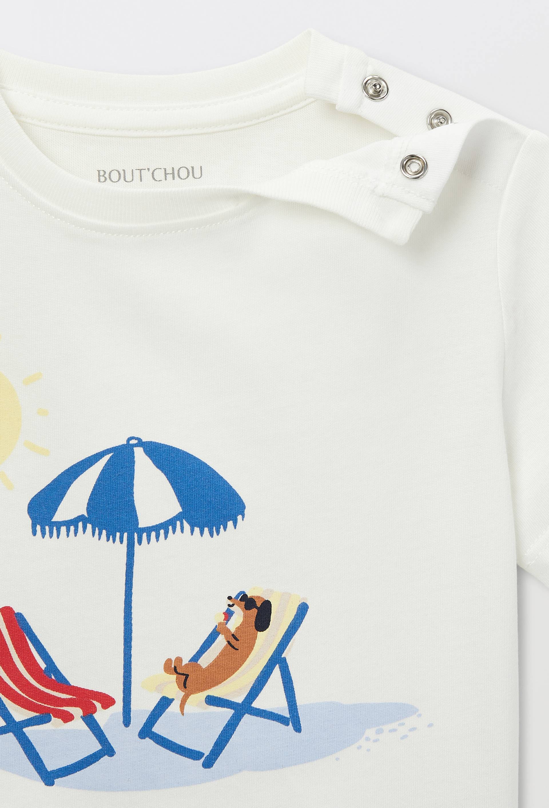 T-shirt manches courtes imprim&eacute; en coton BIO GOTS, Beige clair, large image number 2