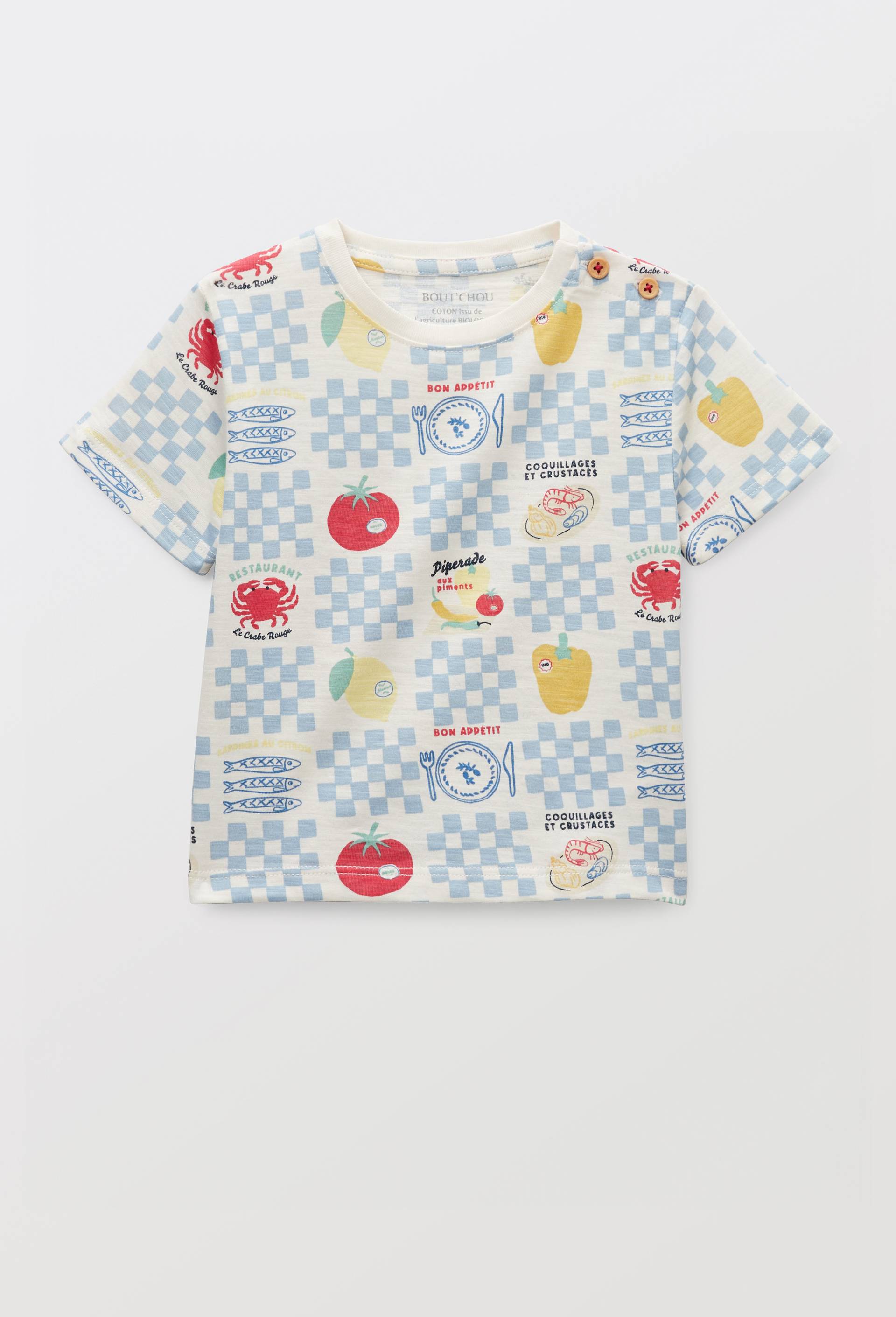 T-shirt manches courtes imprim&eacute; en coton BIO GOTS, Beige clair, large image number 0