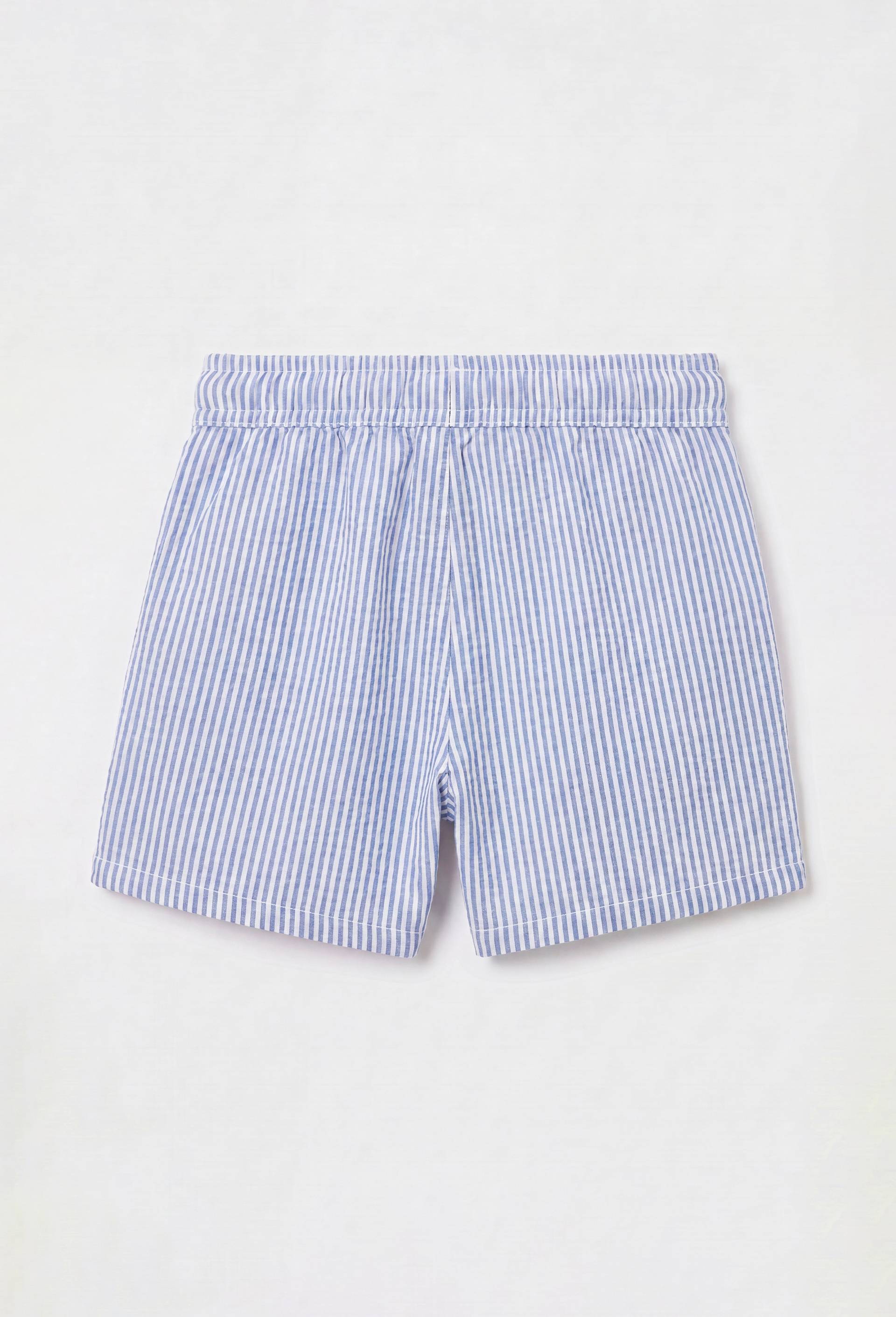 Short avec poches ray&eacute; en coton, Bleu, large image number 2.0