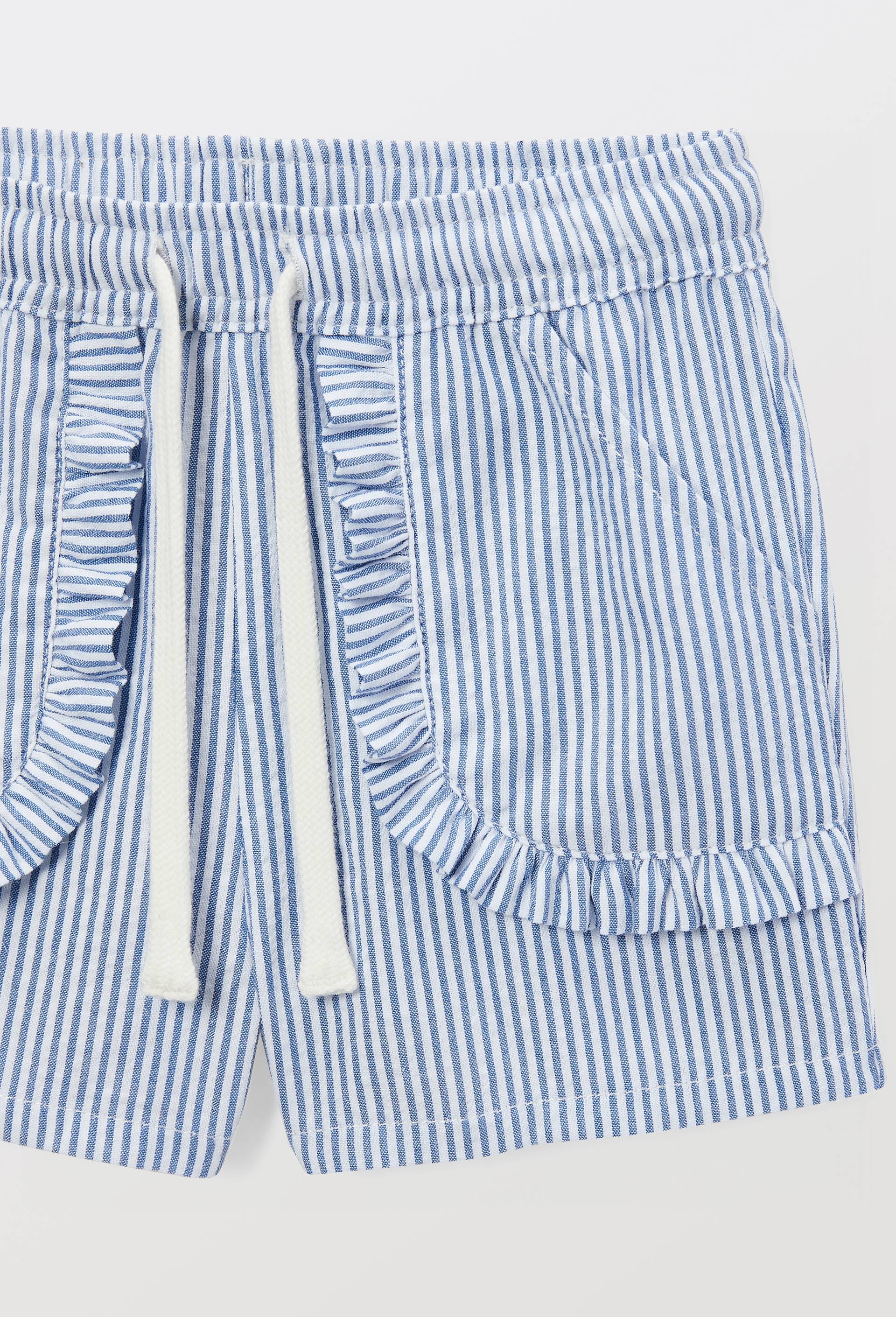 Short avec poches ray&eacute; en coton, Bleu, large image number 3.0