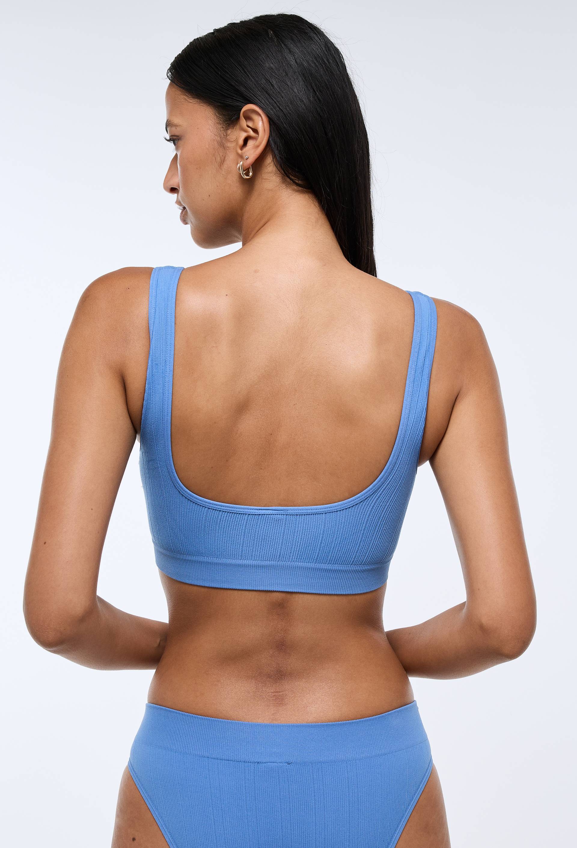 Brassi&egrave;re avec pads amovibles AGNES sans coutures, Bleu, large image number 1