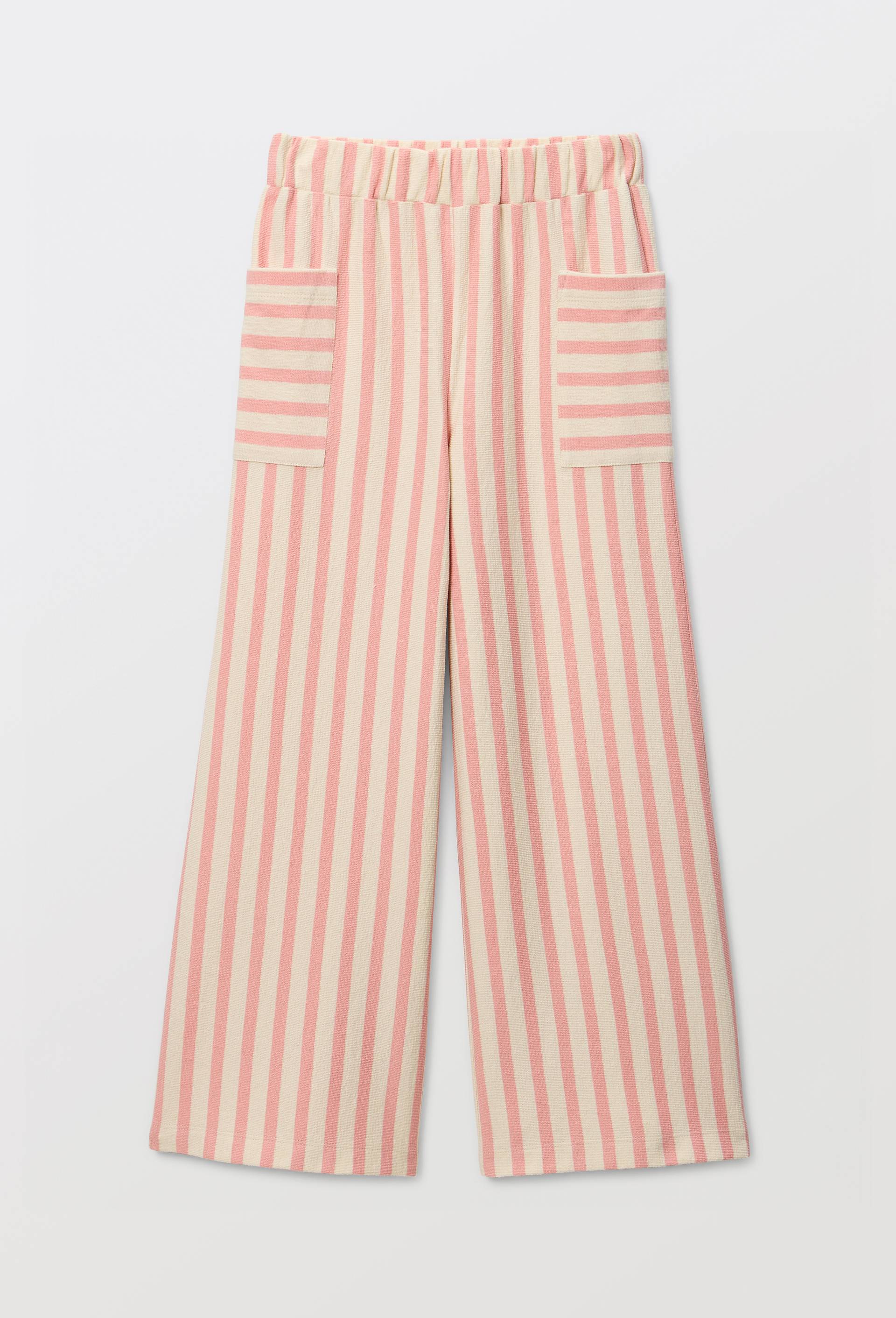 Pantalon large ray&eacute; en coton, Rose, large image number 1.0
