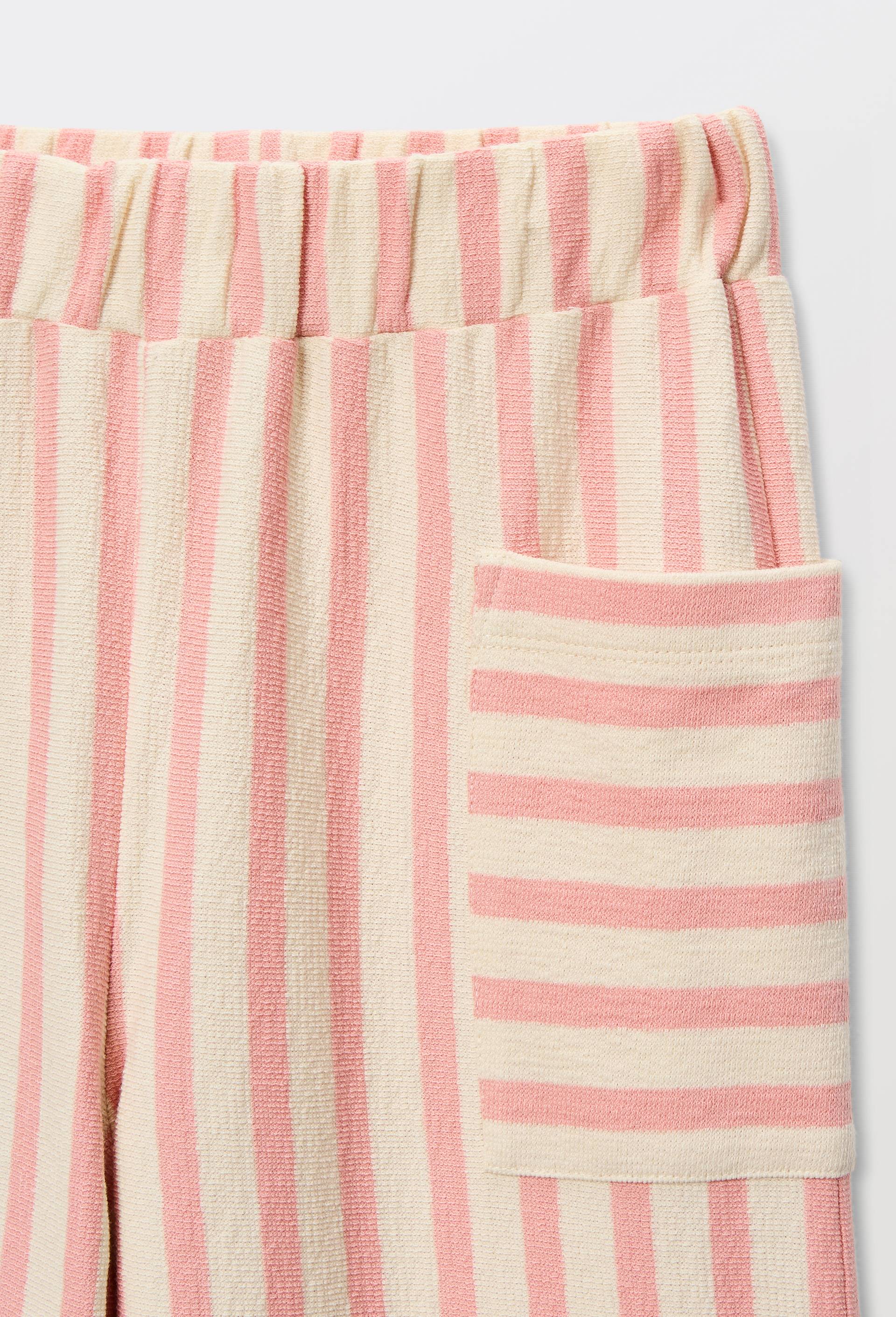 Pantalon large ray&eacute; en coton, Rose, large image number 3