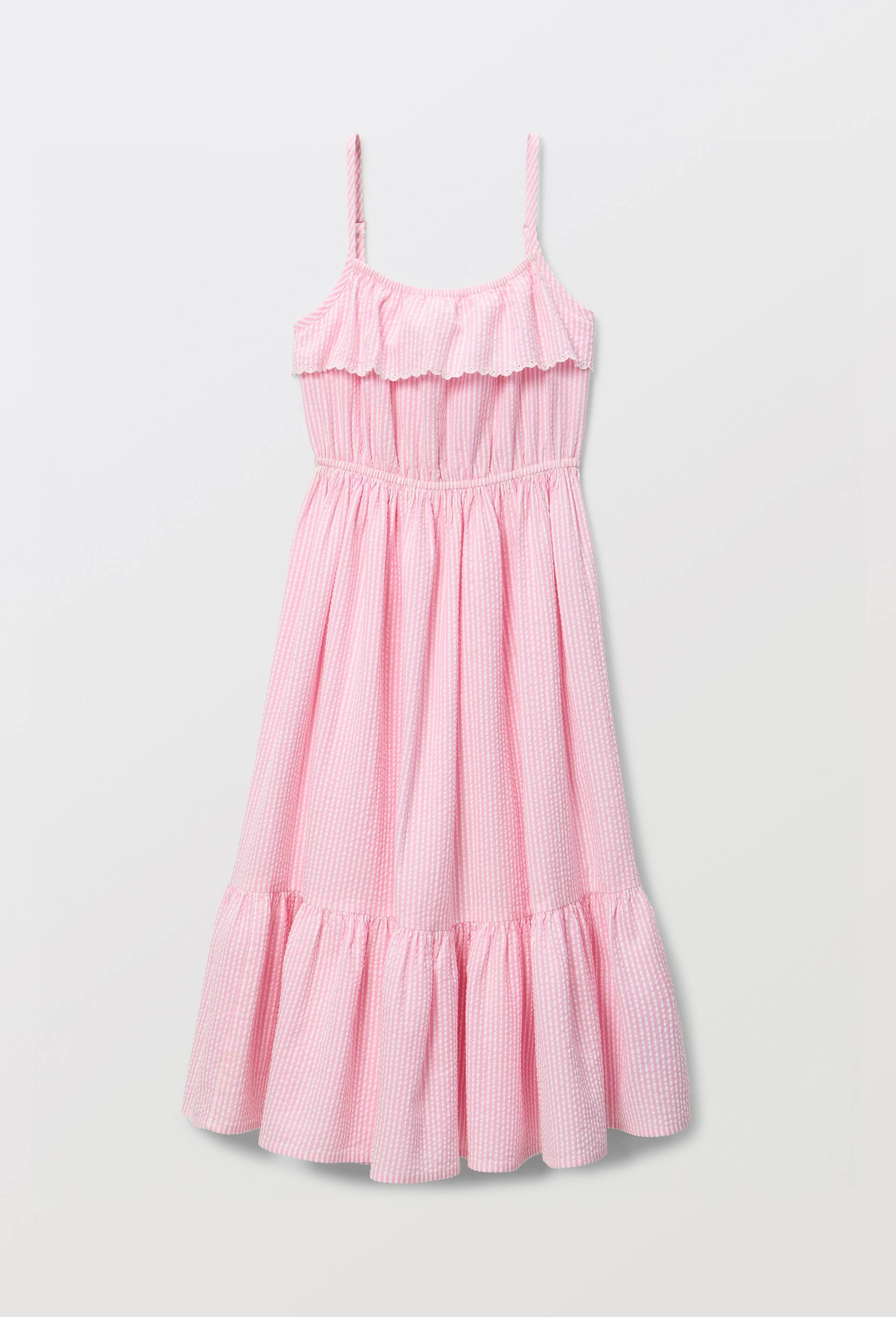 Robe midi &agrave; bretelles imprim&eacute;e en coton, Rose, large image number 1.0