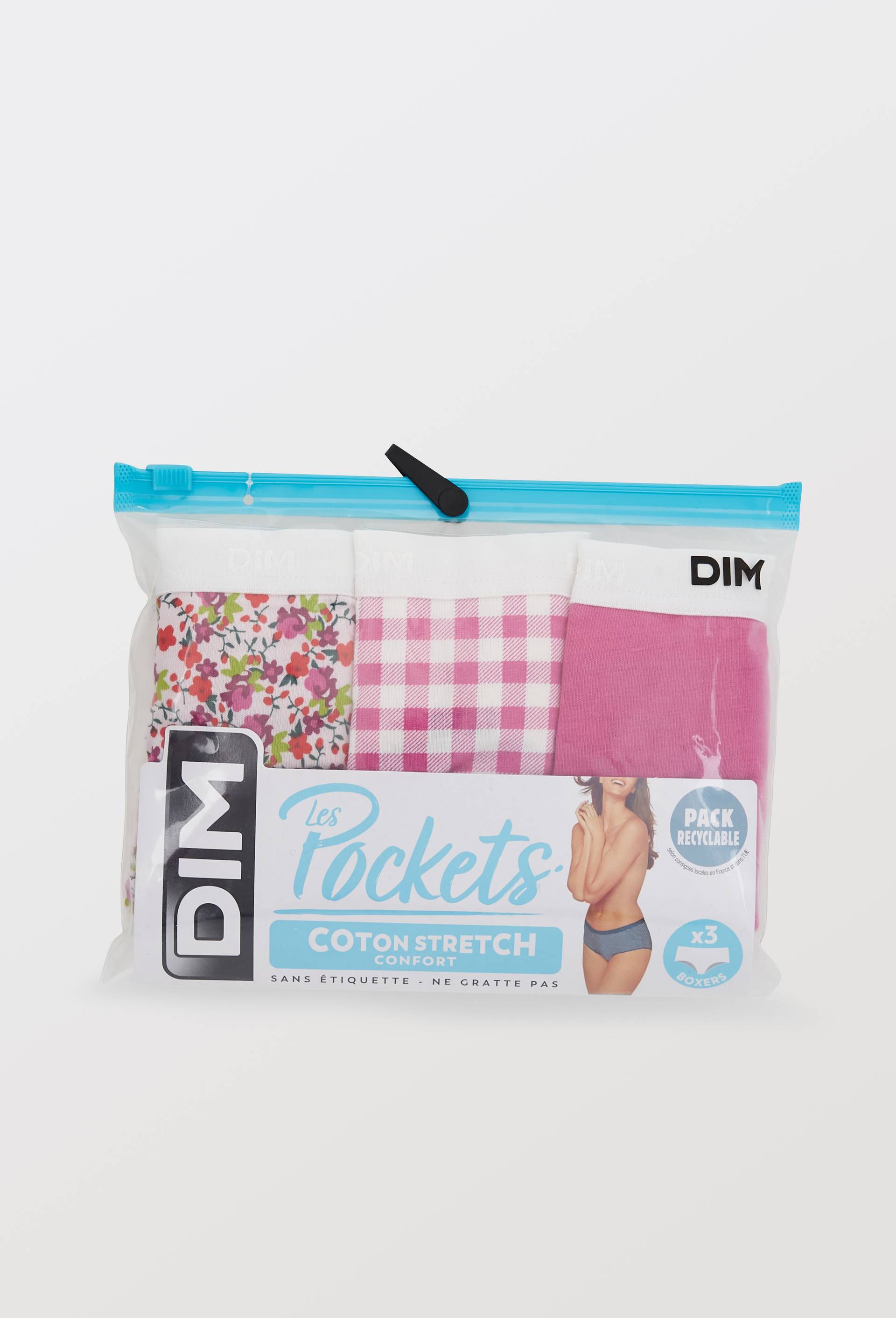 Lot de 3 slips fantaisie en coton POCKET DIM, Rose fonc&eacute;, large image number 2.0