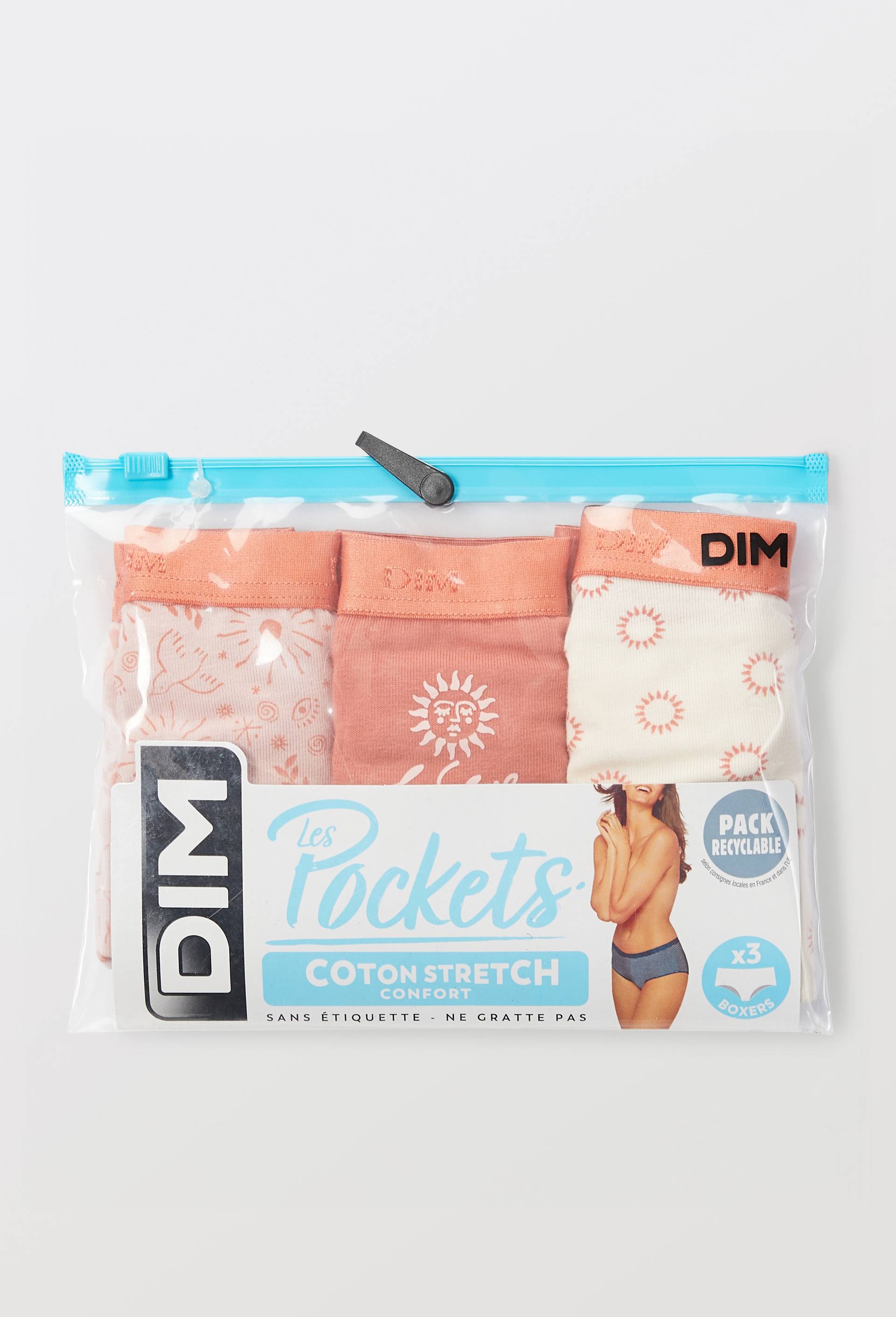 Lot de 3 slips fantaisie en coton POCKET DIM, Rouge fonc&eacute;, large image number 2