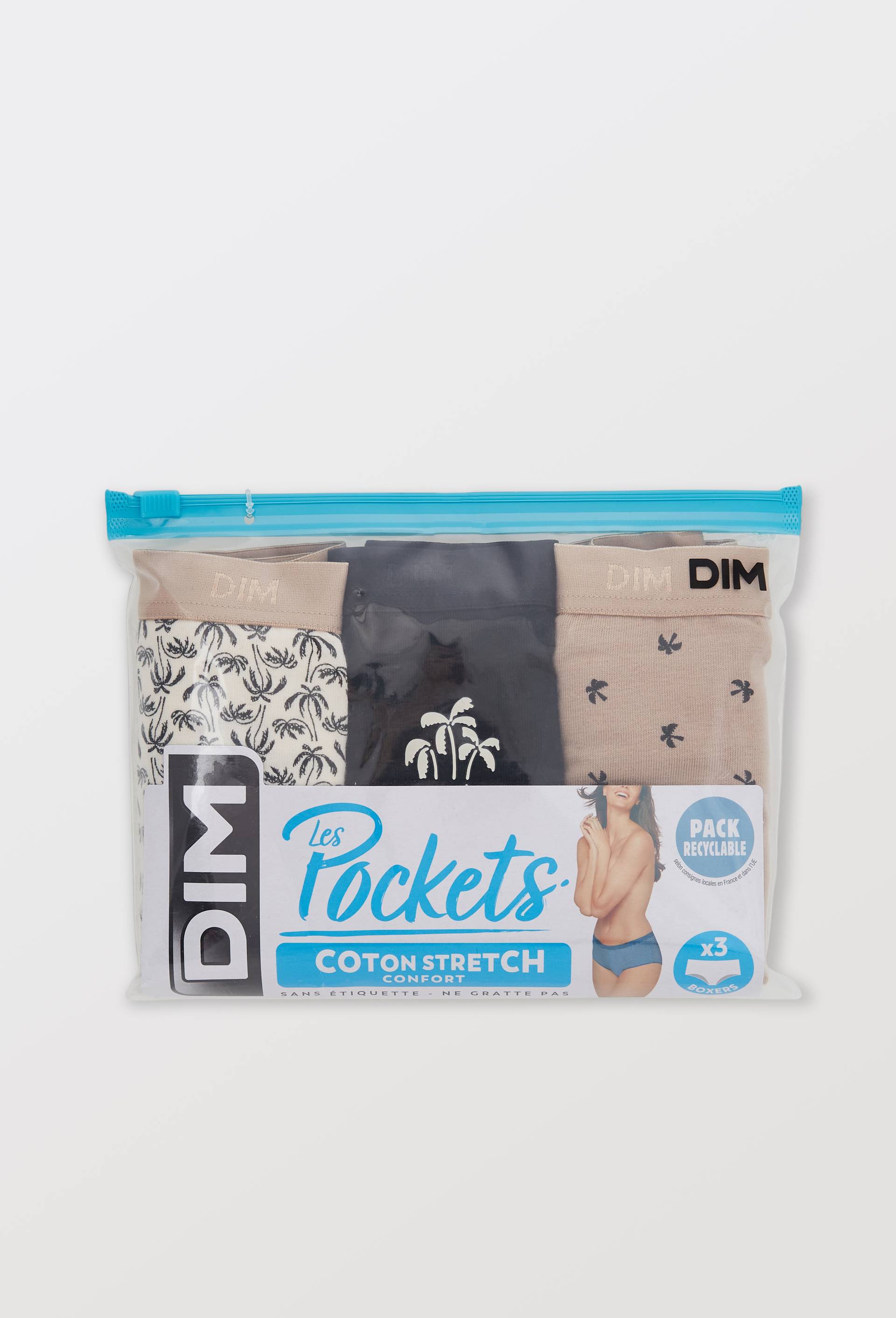 Lot de 3 slips fantaisie en coton POCKET DIM, Ecru, large image number 2