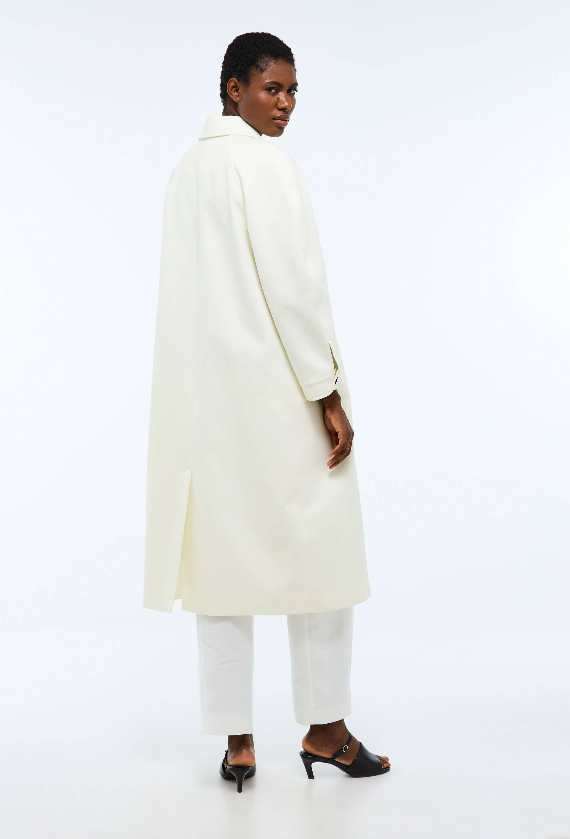 Trench contenant du coton, Ecru, large