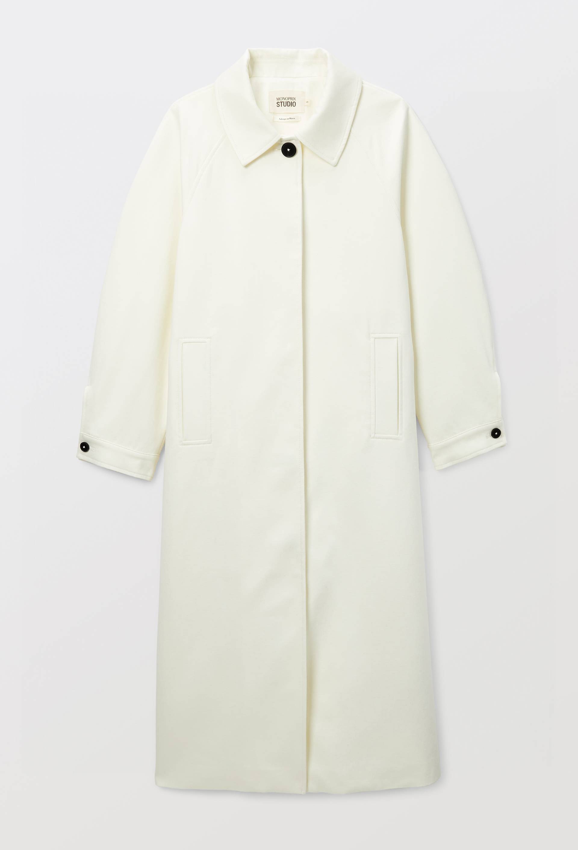 Trench contenant du coton, Ecru, large