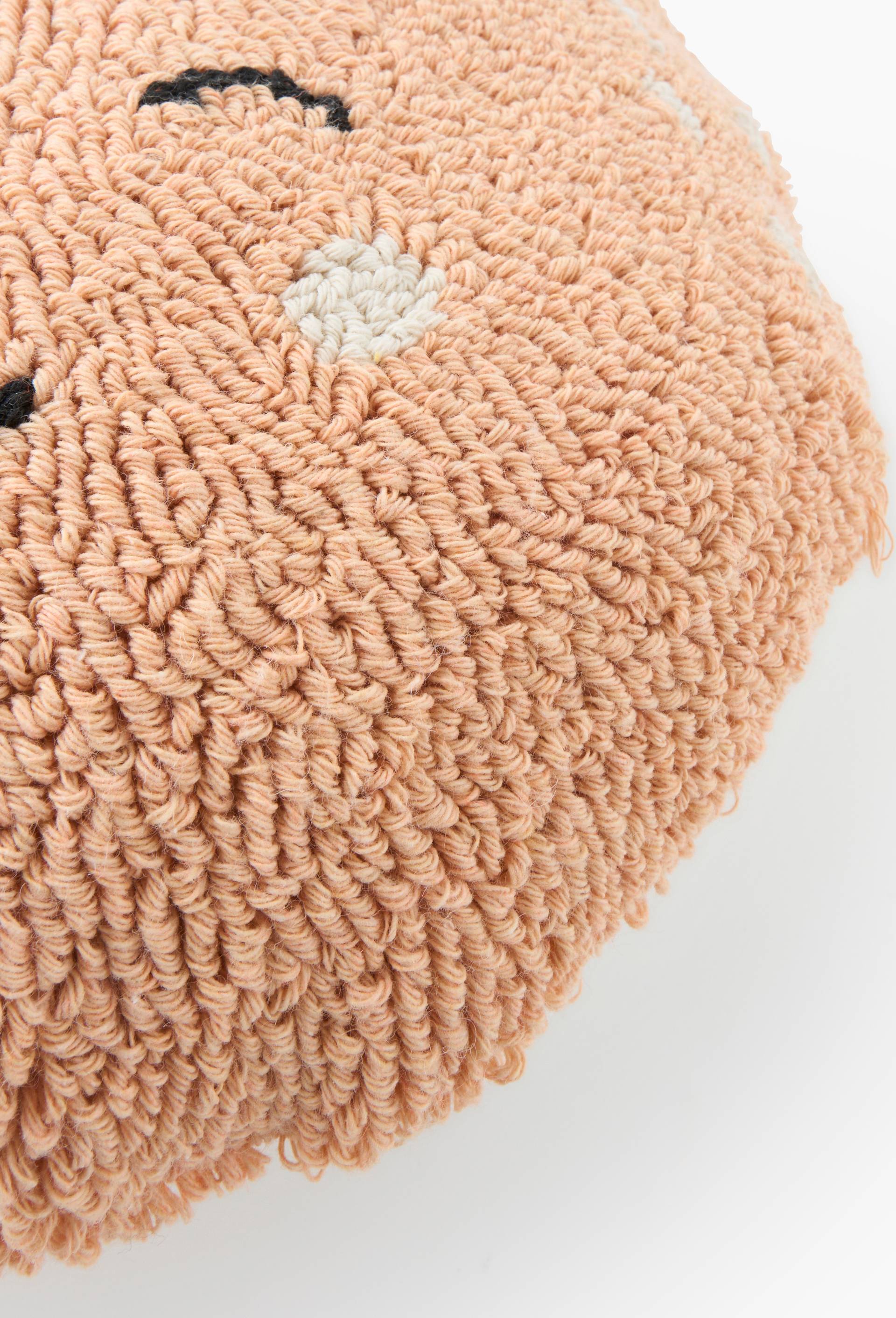 Coussin forme p&ecirc;che bouclette, D30cm, en polyester, Orange clair, large image number 2.0