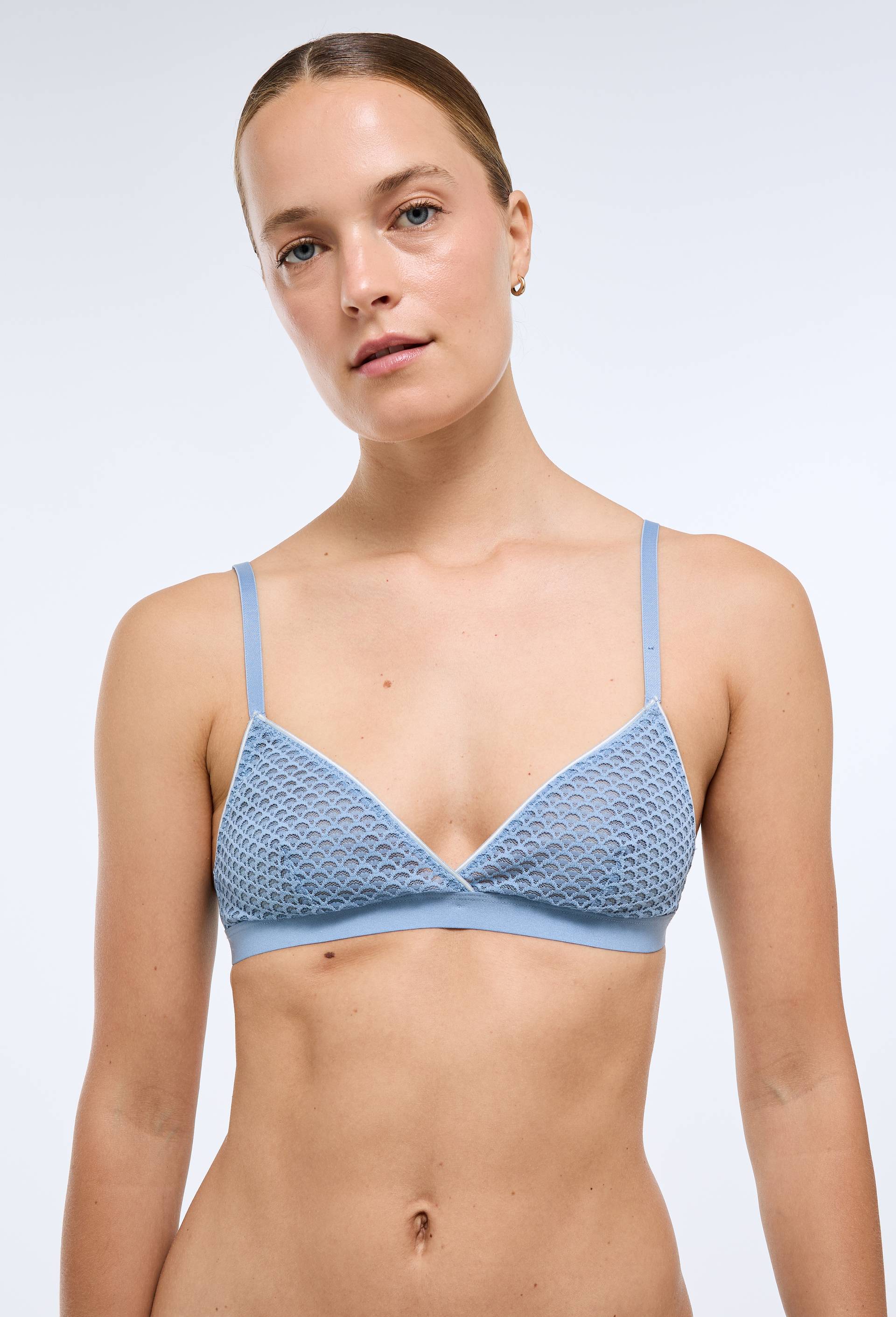 Soutien-gorge triangle NINON en dentelle, Bleu, large image number 0.0