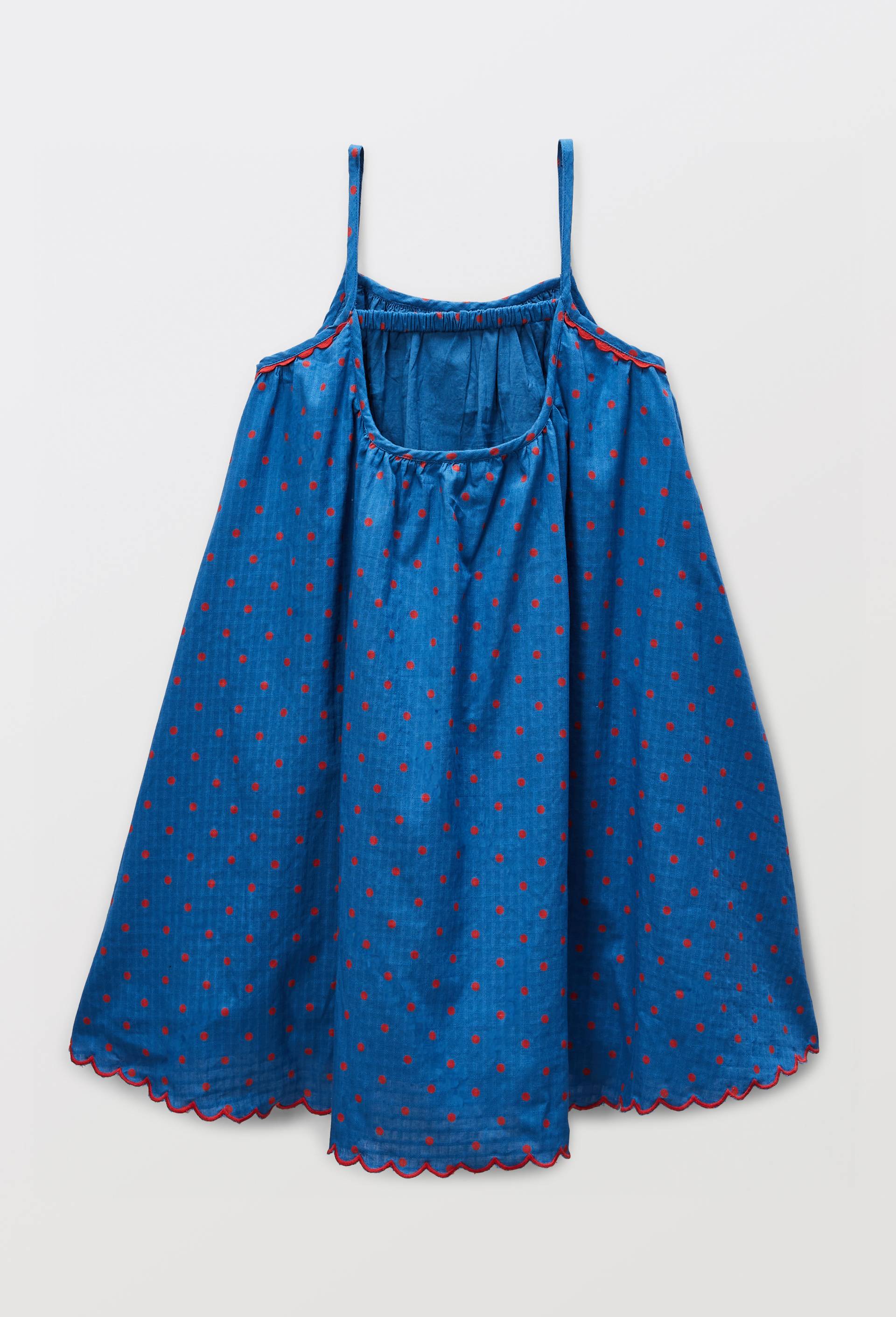 Robe en coton &agrave; bretelles imprim&eacute; pois, Bleu, large image number 4.0