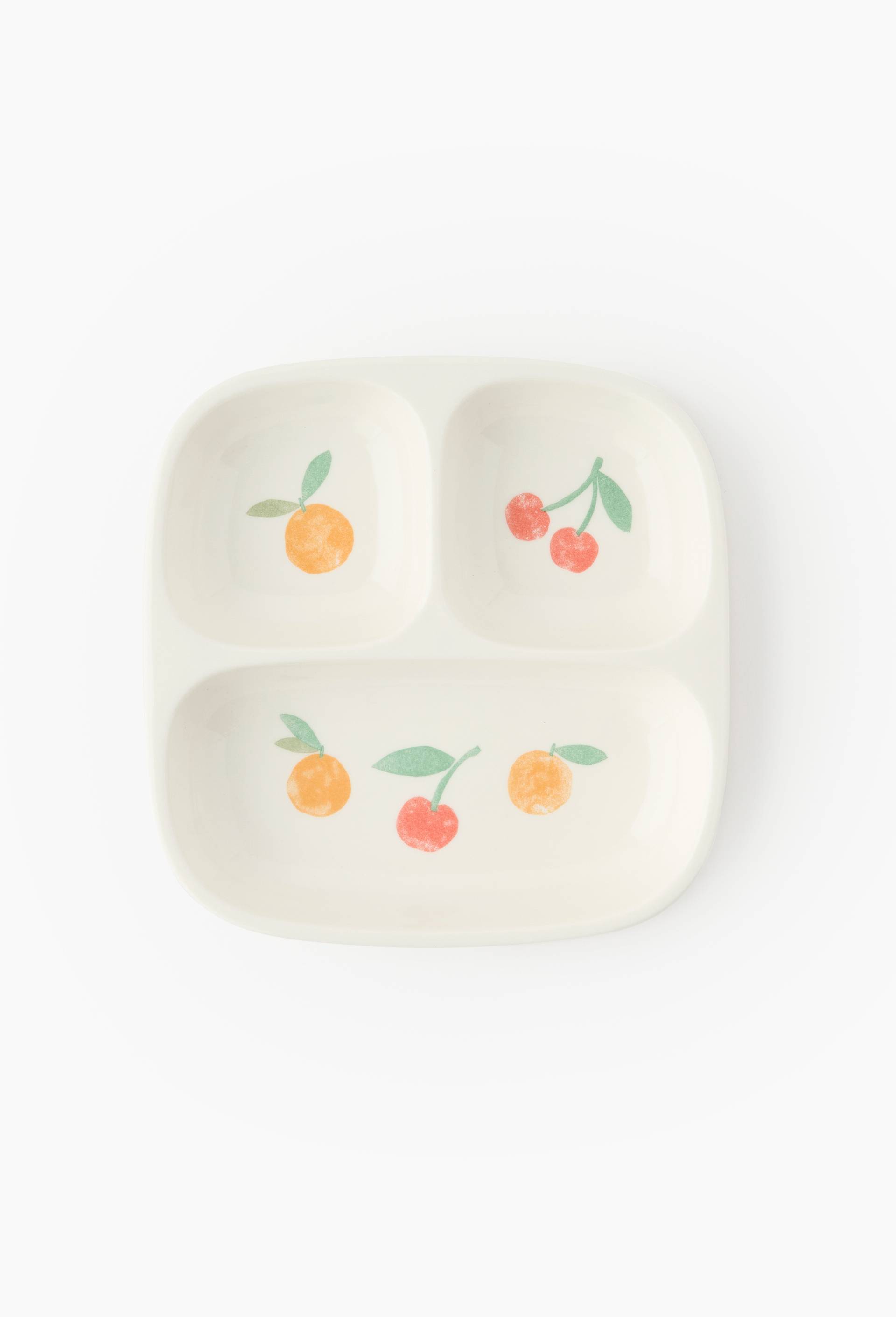 Assiette compartiment  imprim&eacute;e fruits pour enfant, 18 cm, Multicolore, large image number 1.0