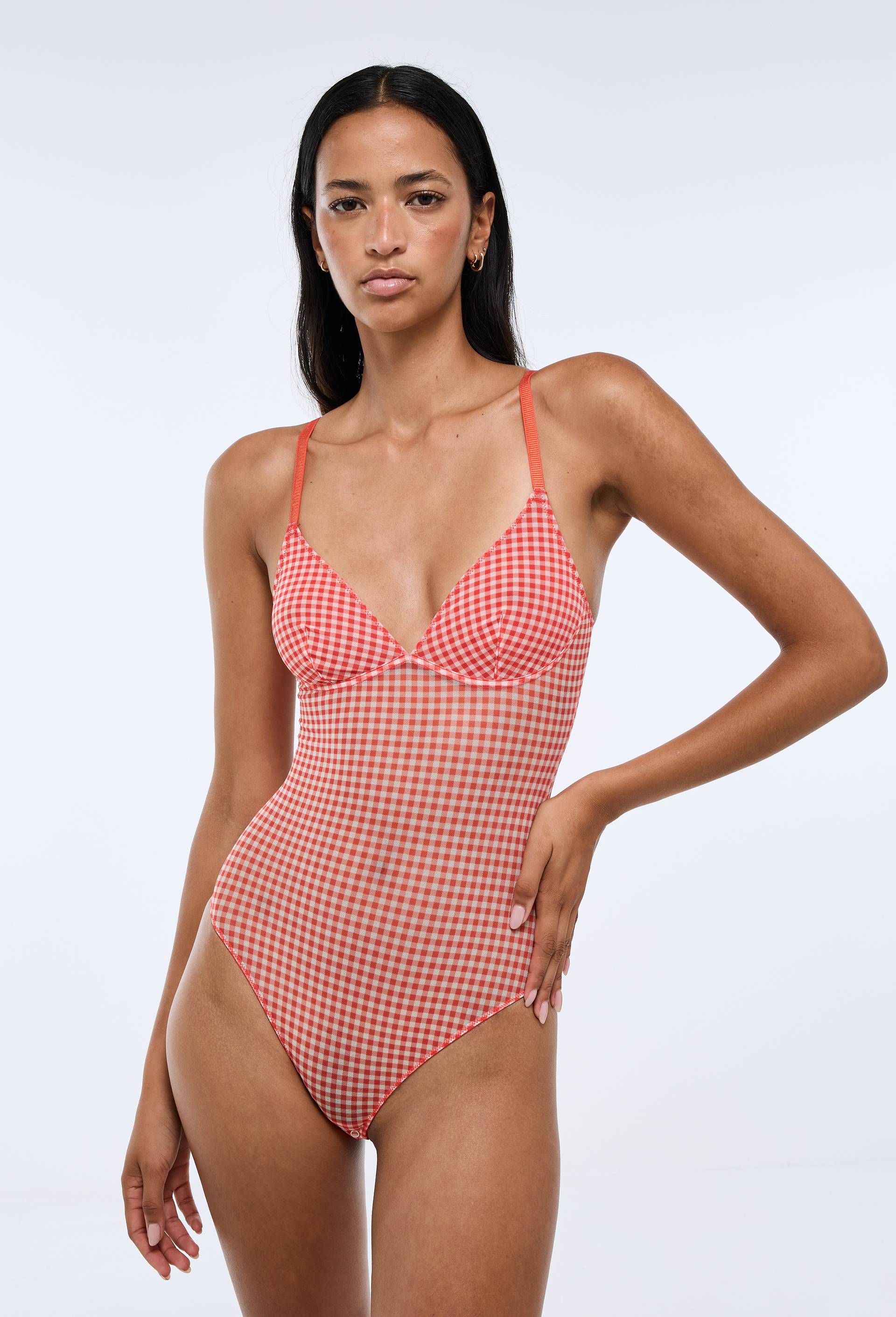 Body fines bretelles JANE en tulle imprim&eacute;, Rouge, large image number 0
