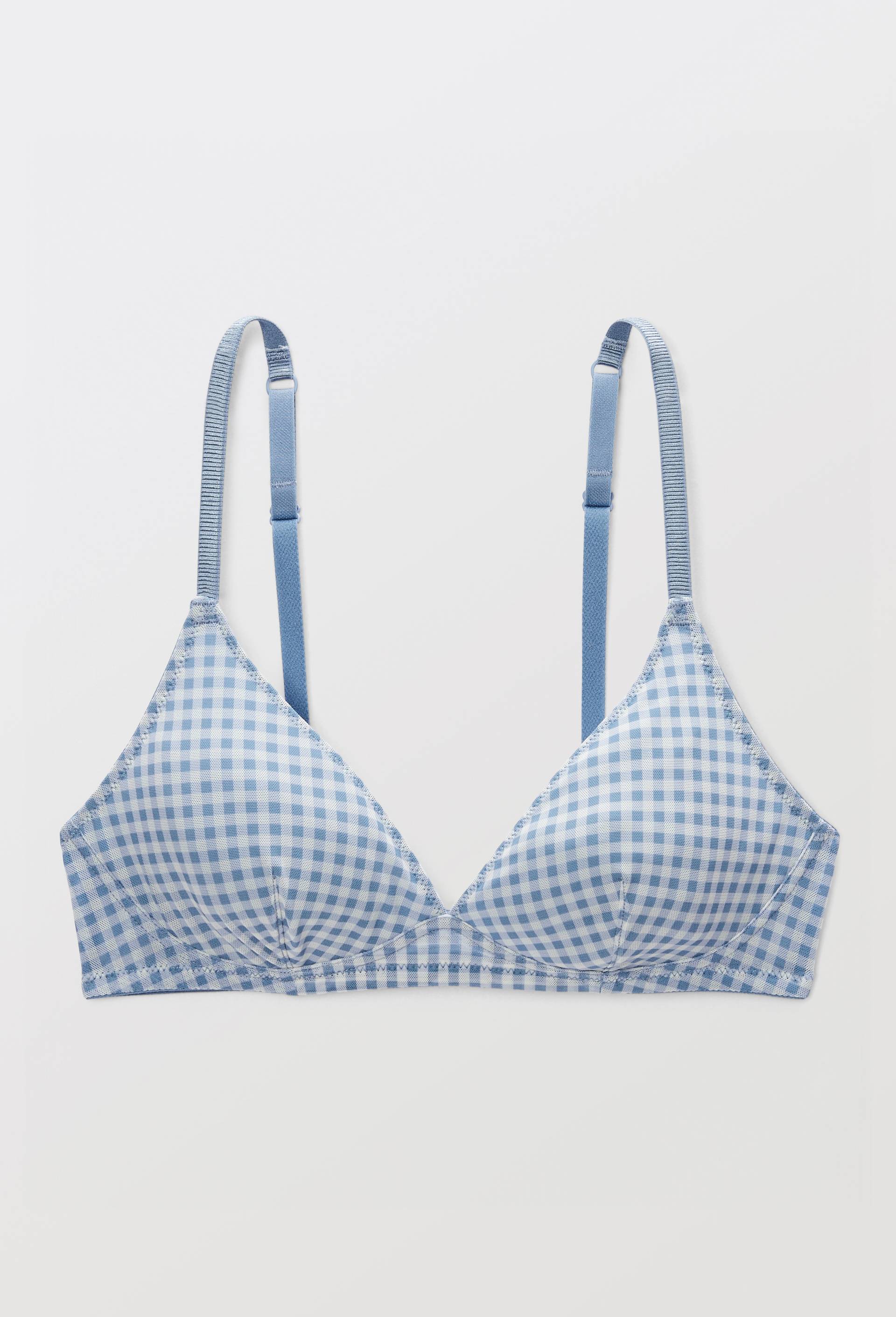 Soutien-gorge triangle JANE en tulle imprim&eacute;, Bleu clair, large image number 2