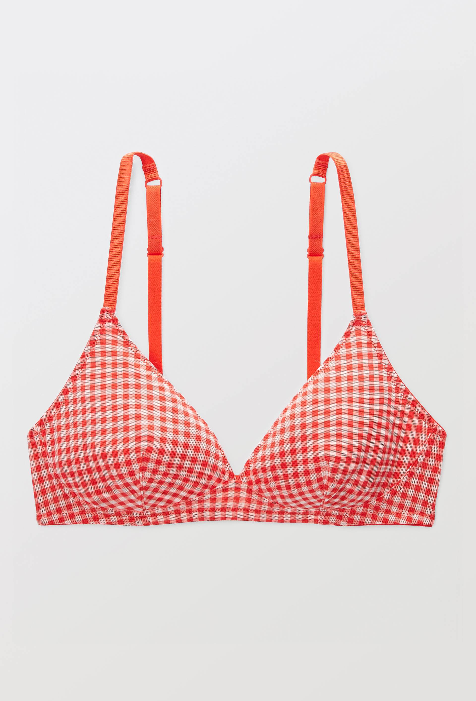 Soutien-gorge triangle JANE en tulle imprim&eacute;, Rouge, large image number 4
