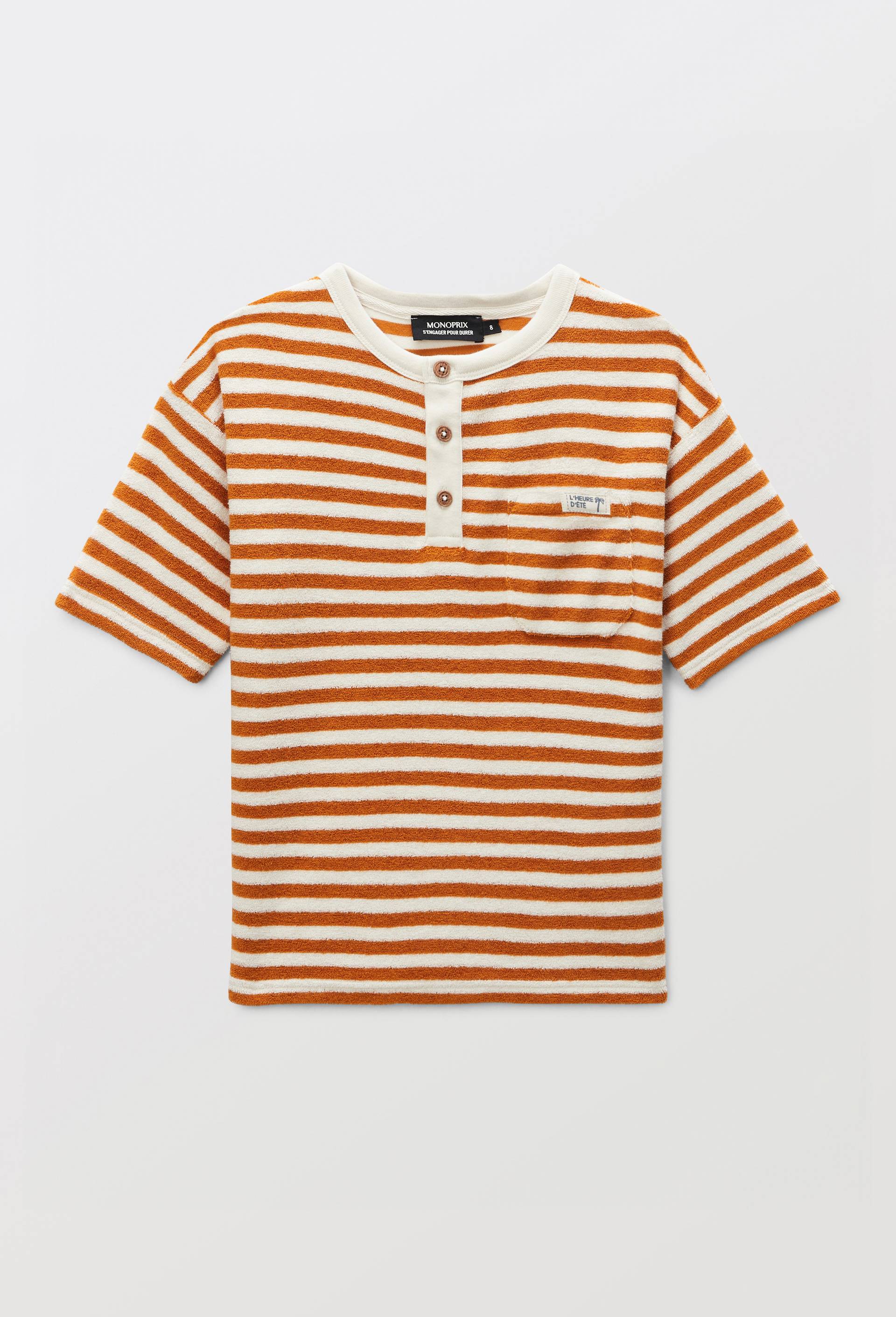 T-shirt manches courtes imprim&eacute; en &eacute;ponge en coton BIO GOTS, Brun clair, large image number 2