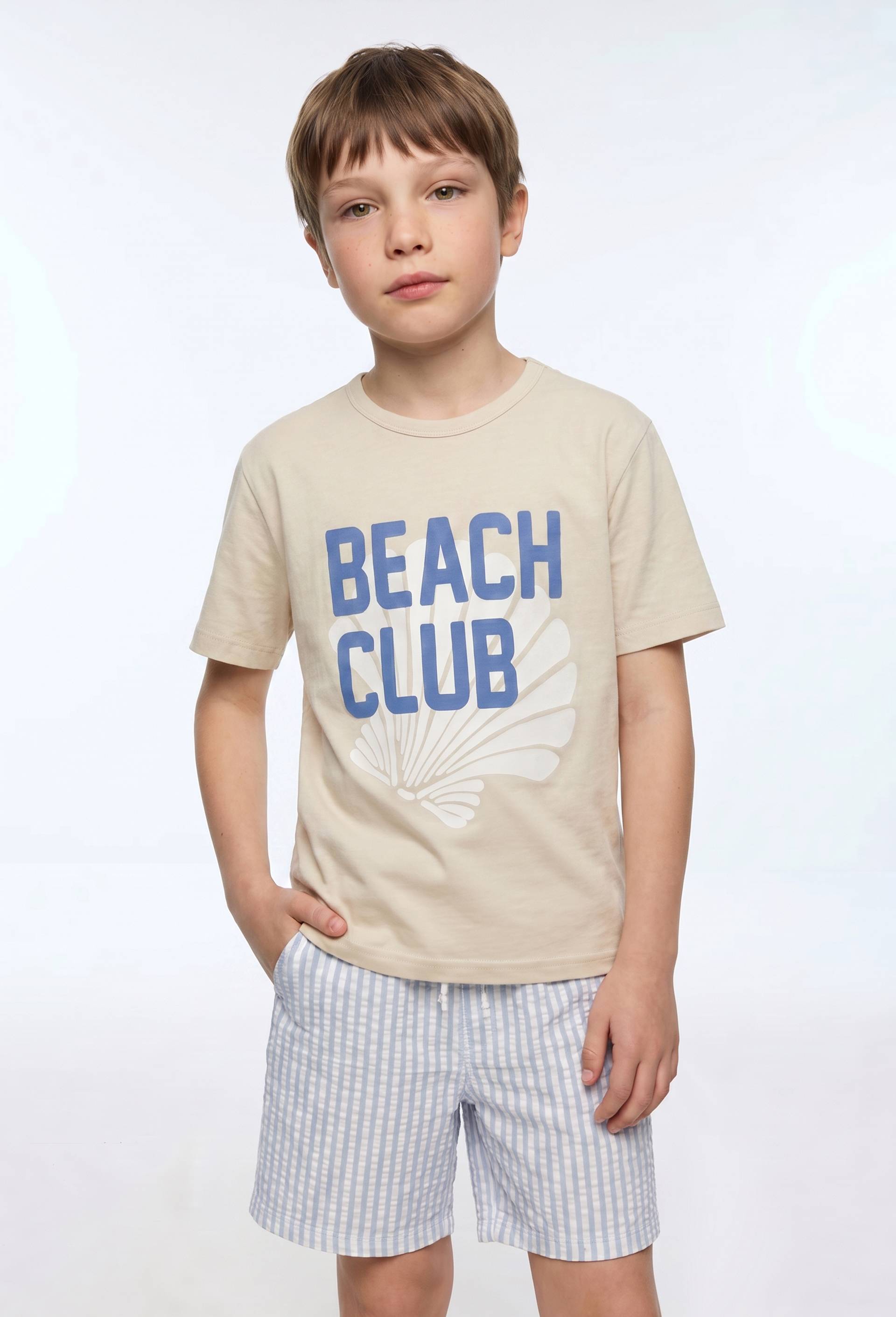T-shirt manches courtes imprim&eacute; en coton BIO GOTS, Beige, large image number 0