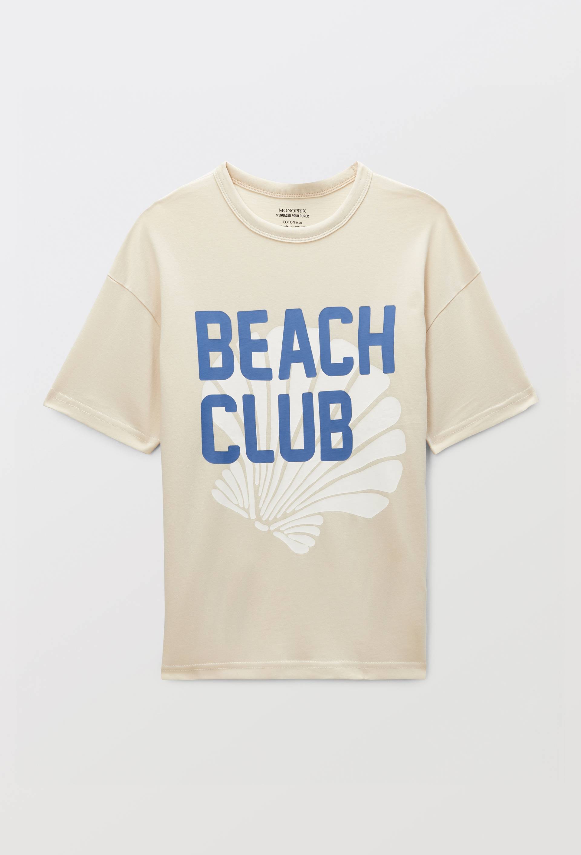 T-shirt manches courtes imprim&eacute; en coton BIO GOTS, Beige, large image number 1.0