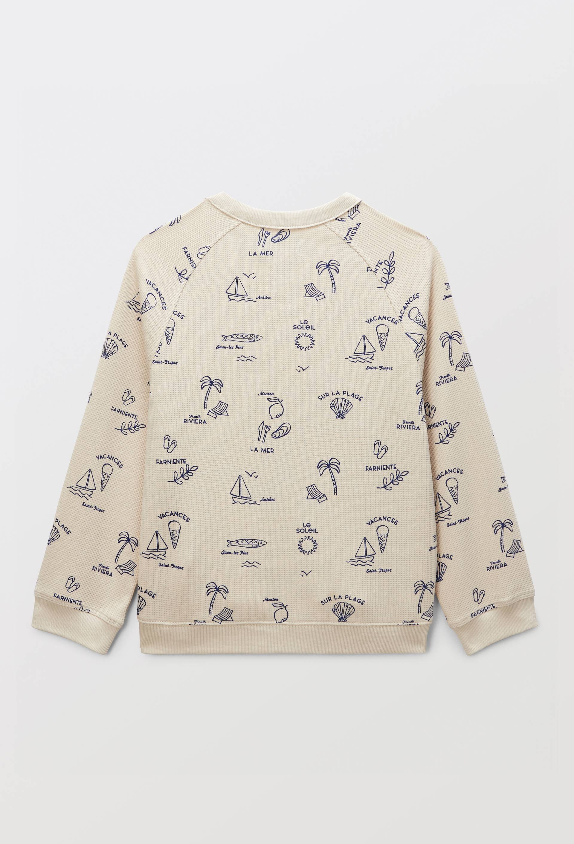 Sweat col rond imprim&eacute;  en coton BIO GOTS, Beige, large image number 2