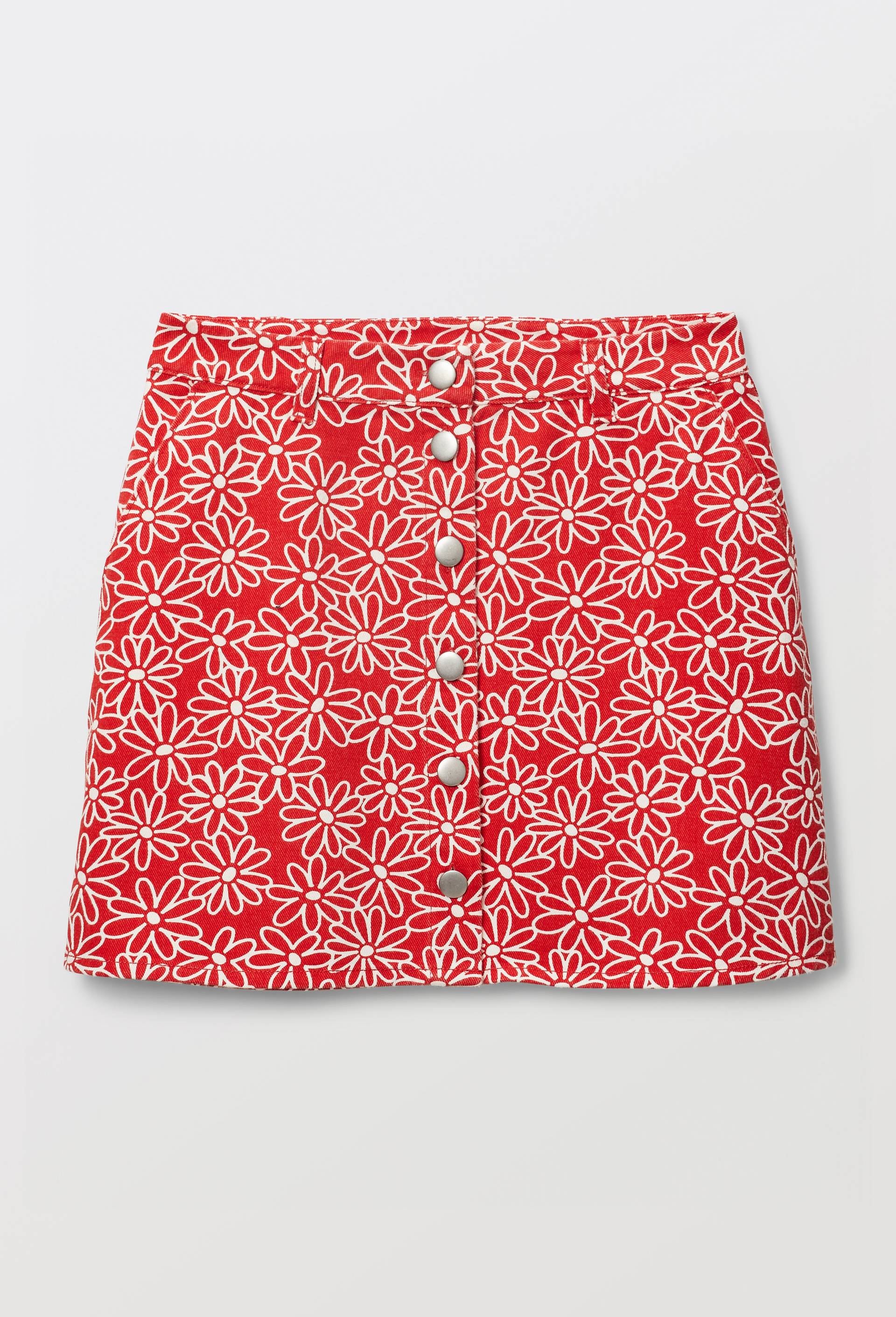 Jupe courte imprim&eacute;e en coton BIO GOTS, Rouge, large image number 2.0