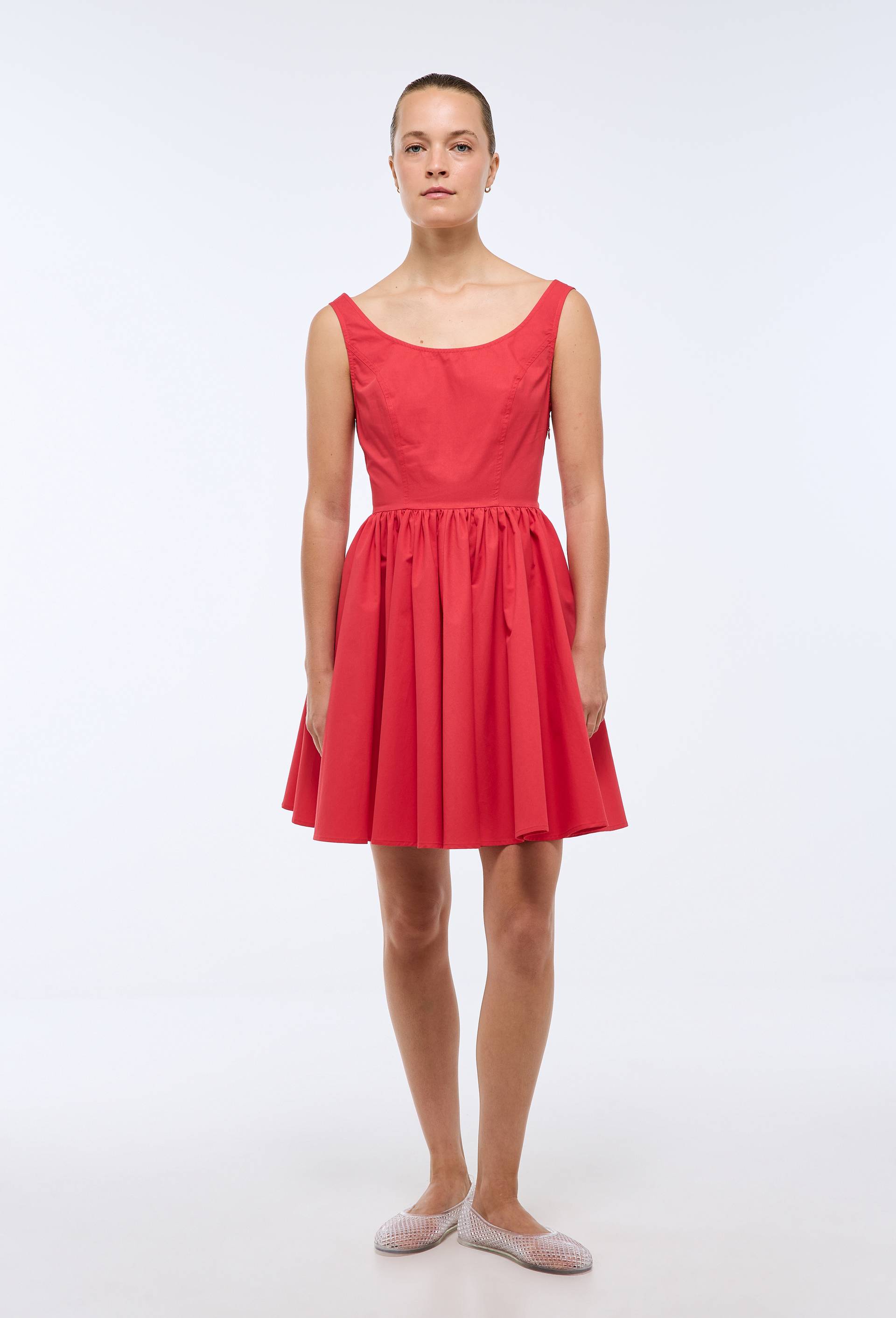 Robe courte &agrave; bretelles en coton BIO GOTS, Rouge, large image number 0