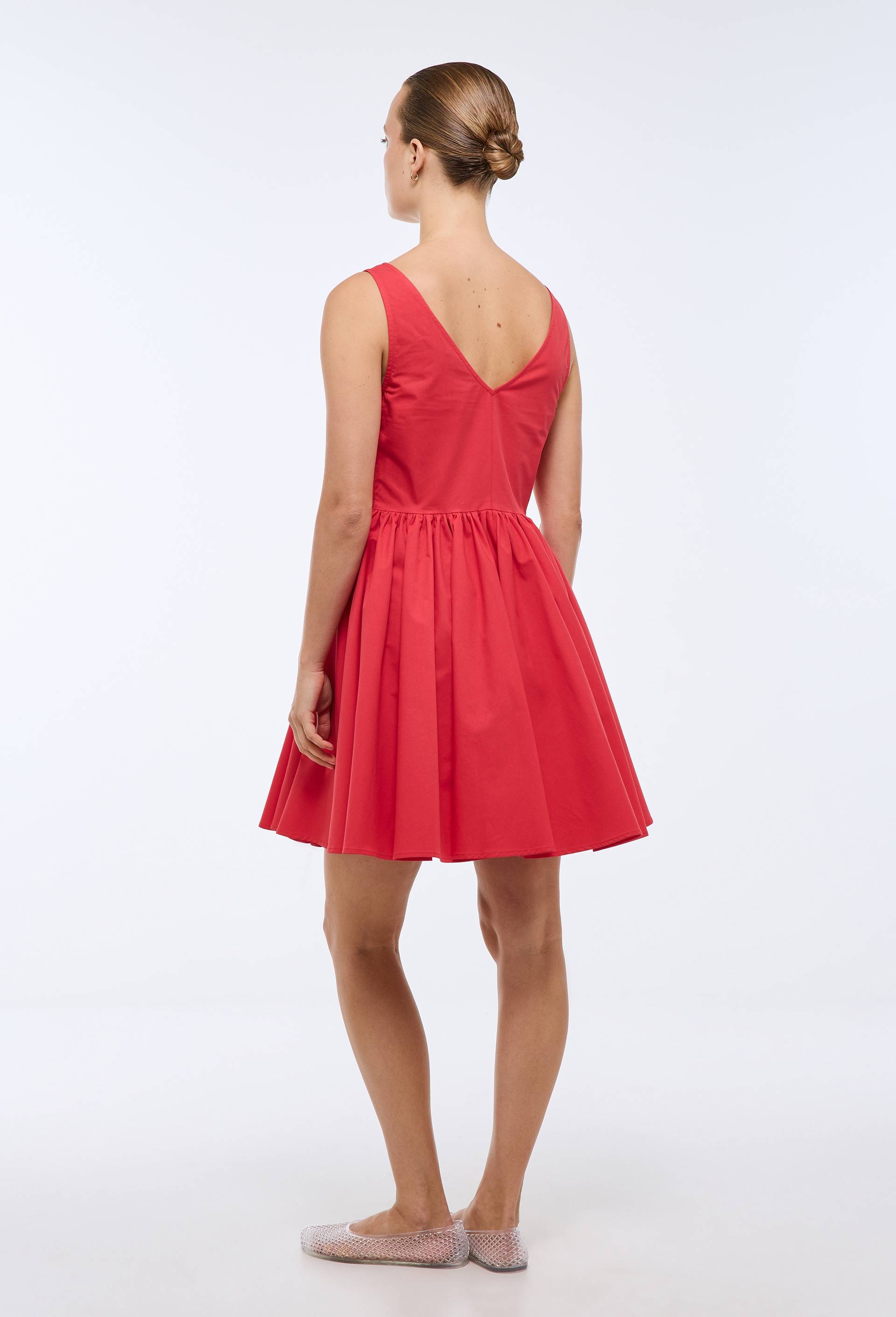 Robe courte &agrave; bretelles en coton BIO GOTS, Rouge, large image number 1.0