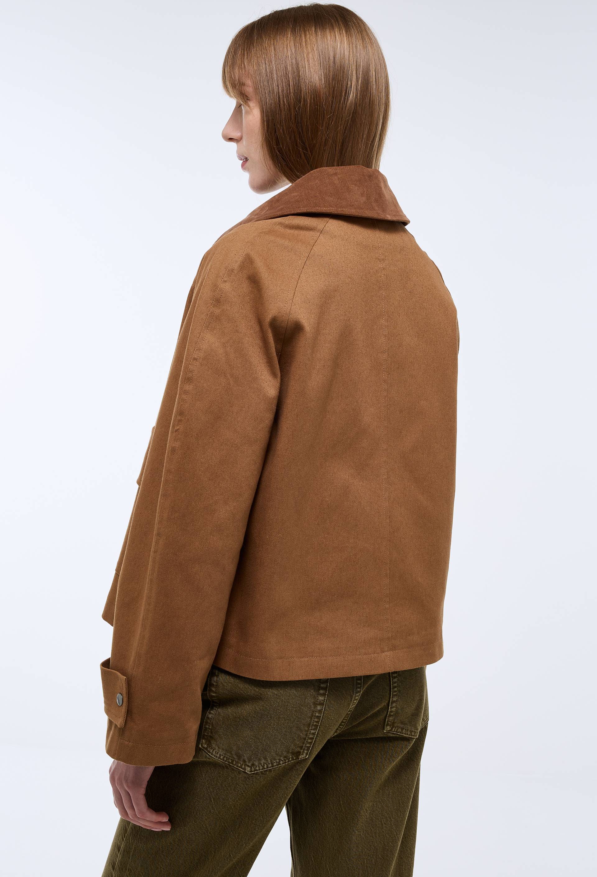 Veste courte col velours contenant du coton, Beige, large image number 2