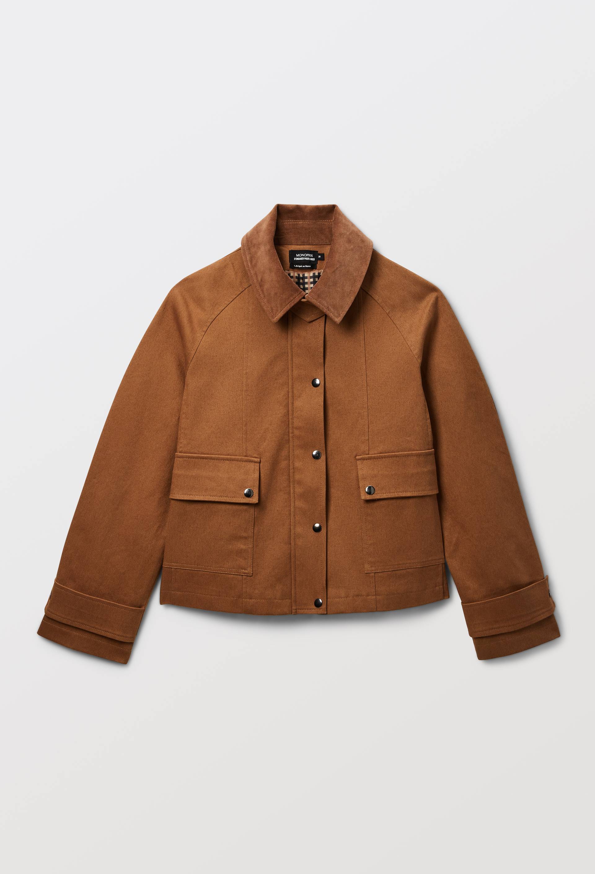 Veste courte col velours contenant du coton, Beige, large image number 3.0