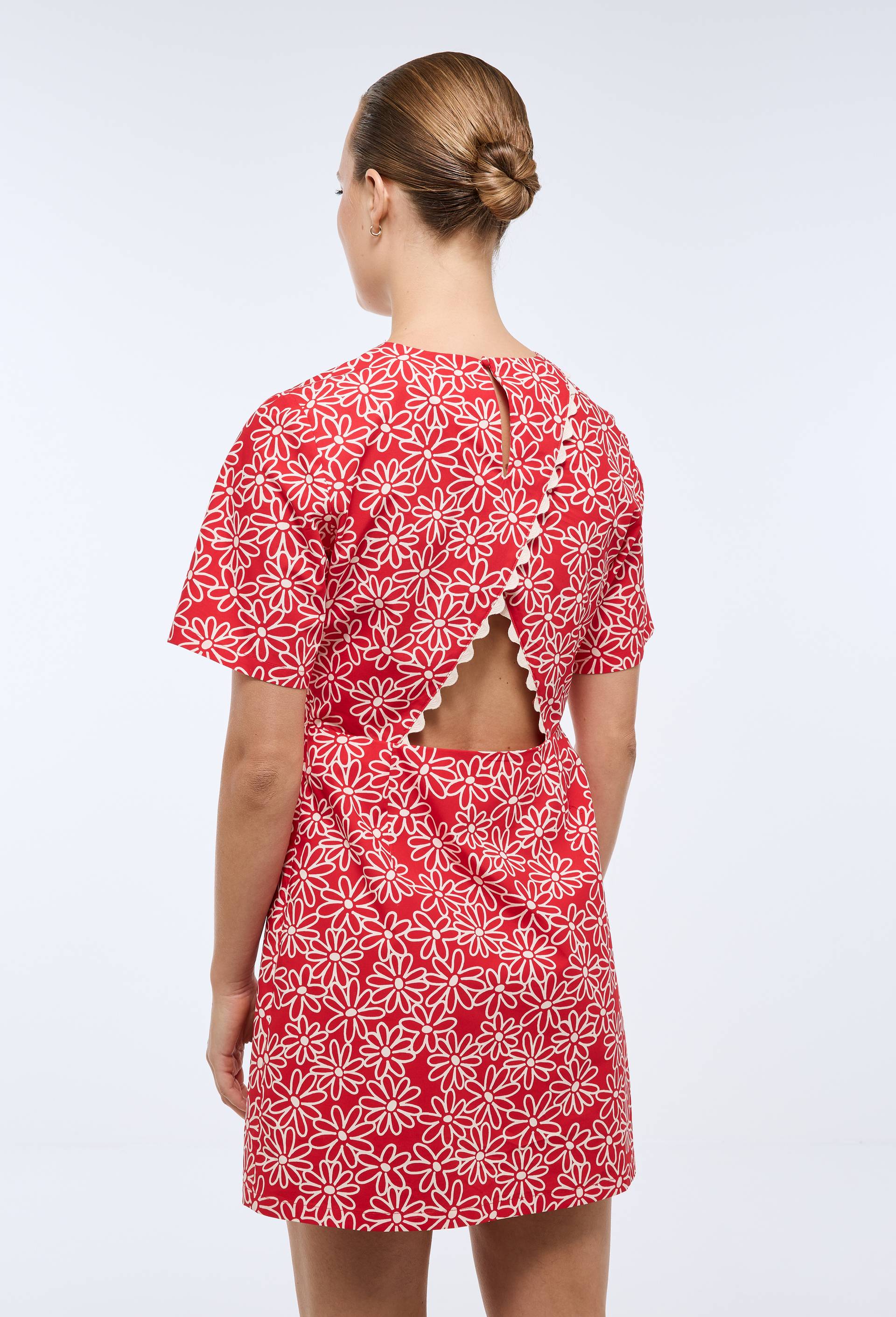 Robe courtes imprim&eacute;e avec dos ouvert en coton BIO GOTS, Rouge, large image number 5.0