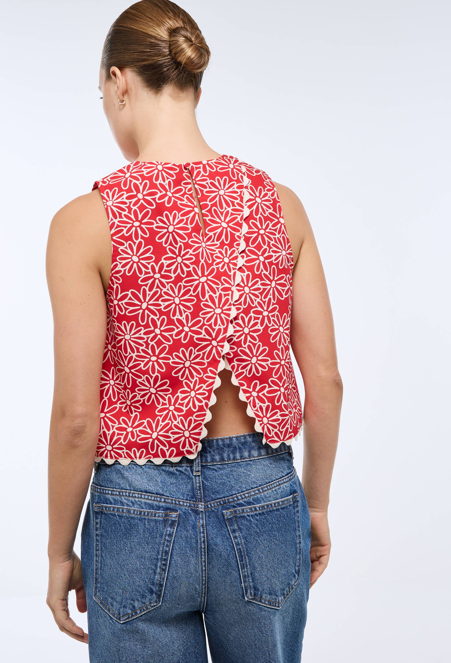 Top sans manches imprim&eacute; en coton BIO GOTS, Rouge, large image number 1