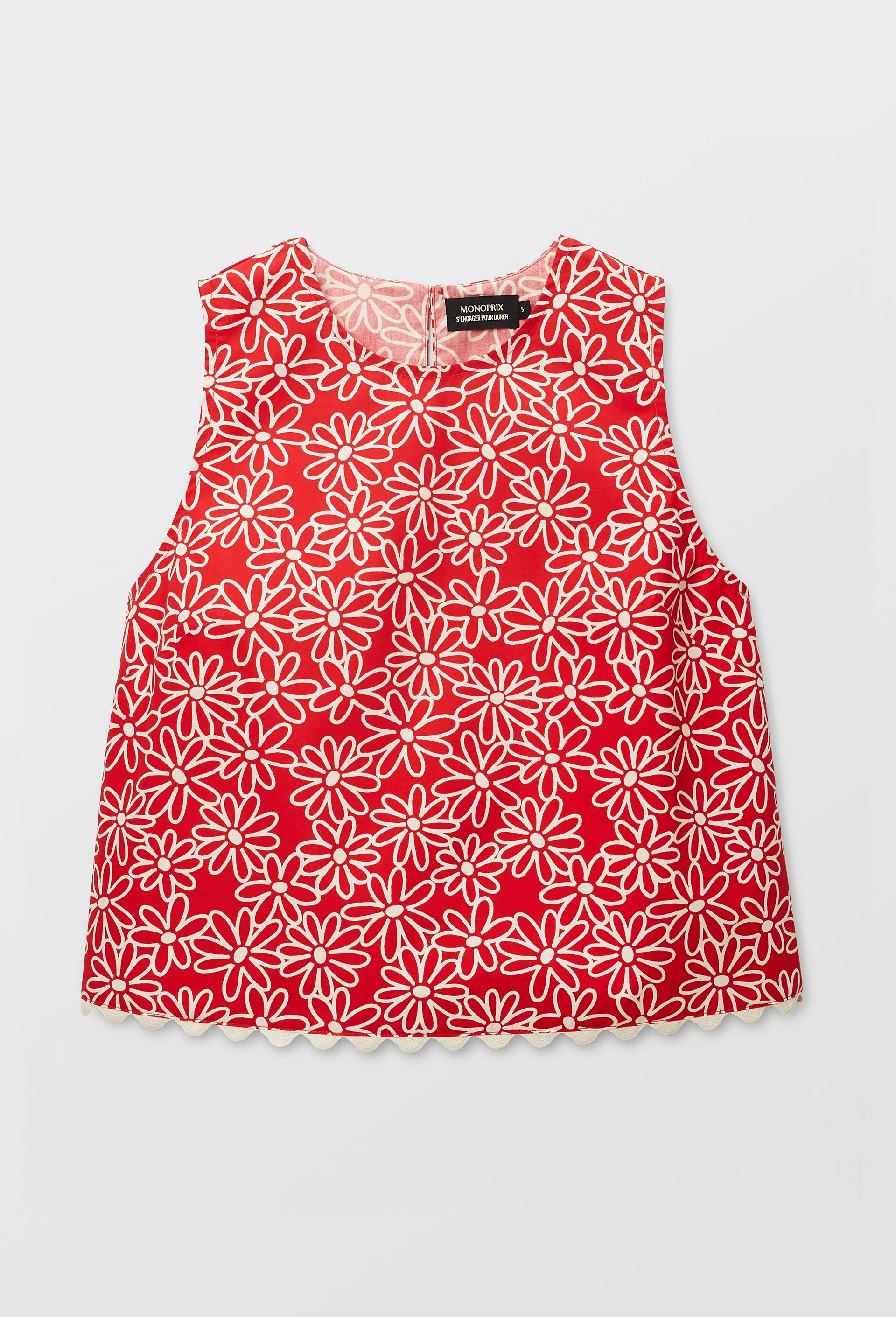 Top sans manches imprim&eacute; en coton BIO GOTS, Rouge, large image number 2.0