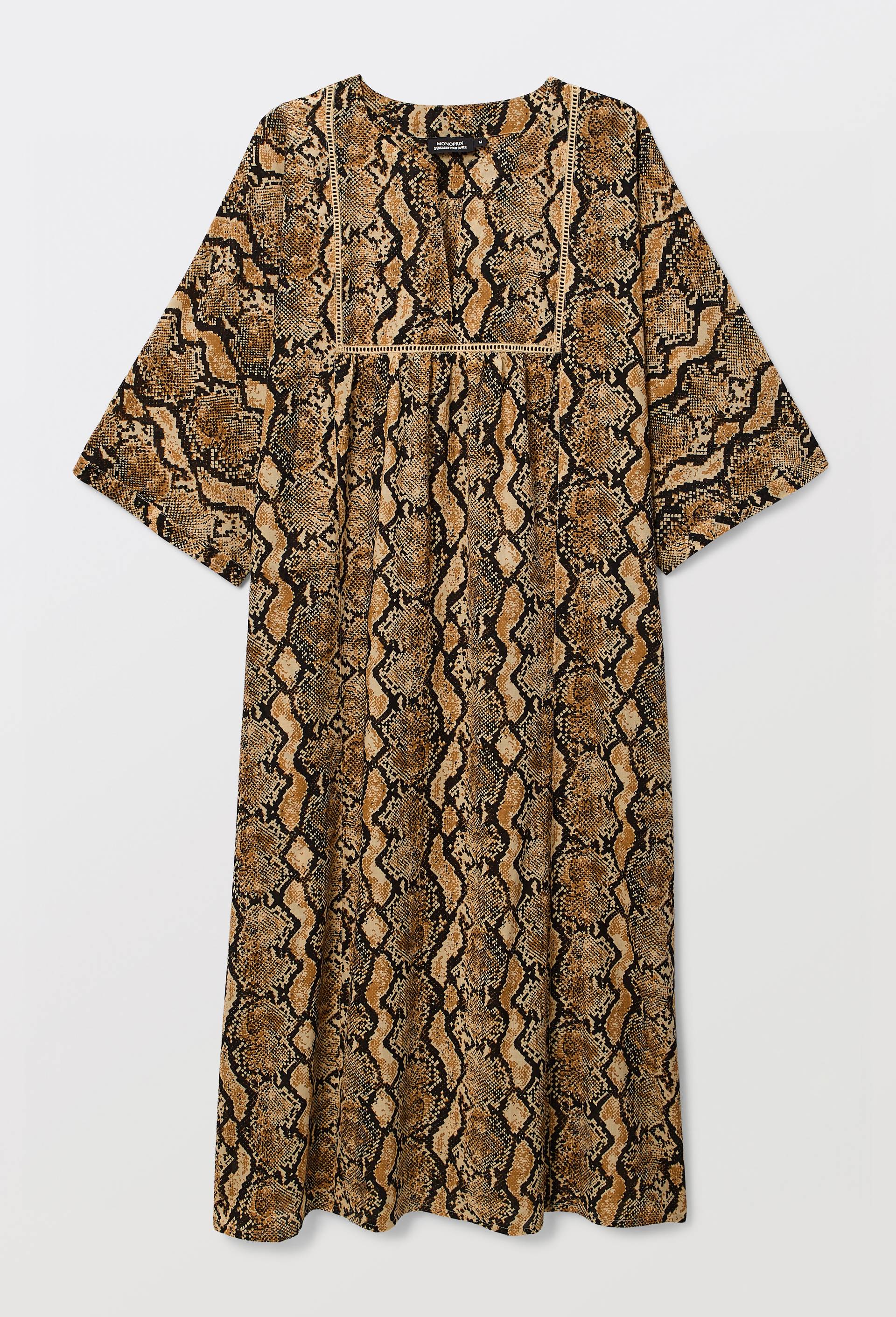 Robe de plage imprim&eacute; animalier en coton BIO GOTS, Beige, large image number 2.0