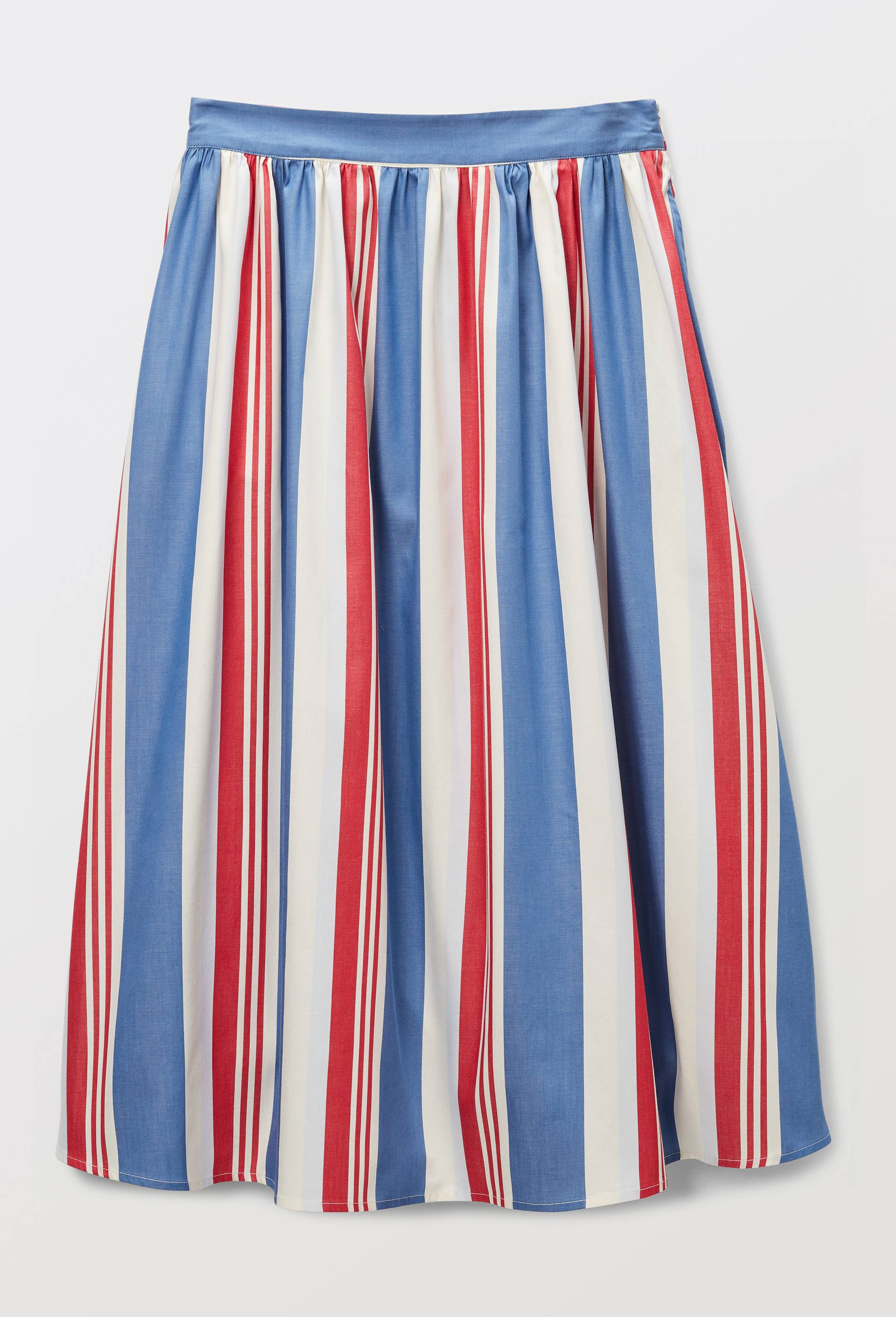 Jupe midi imprim&eacute;e en coton BIO GOTS, Bleu, large image number 2.0