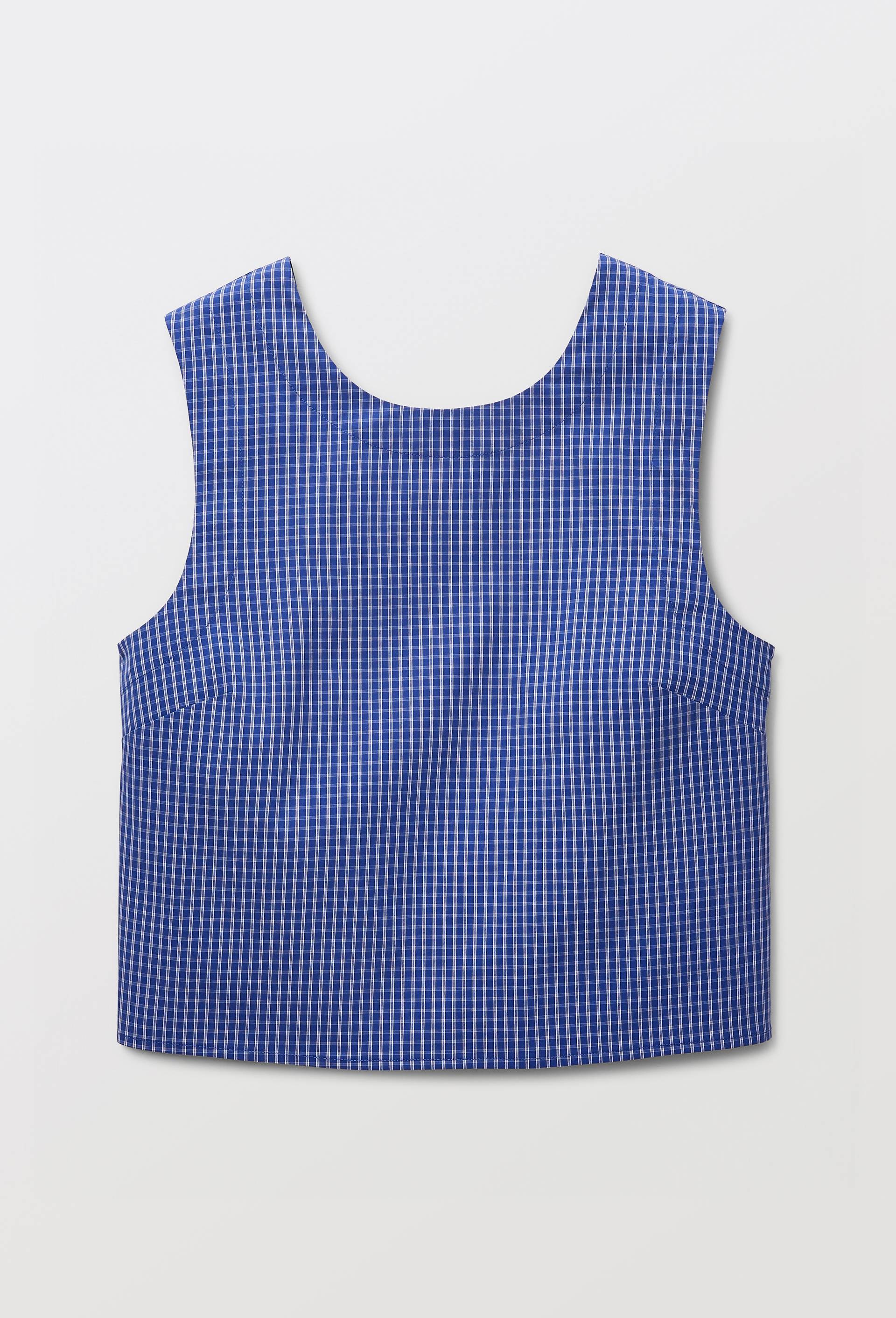 Blouse sans manches, dos nu nou&eacute;, en coton BIO GOTS, Bleu, large image number 2
