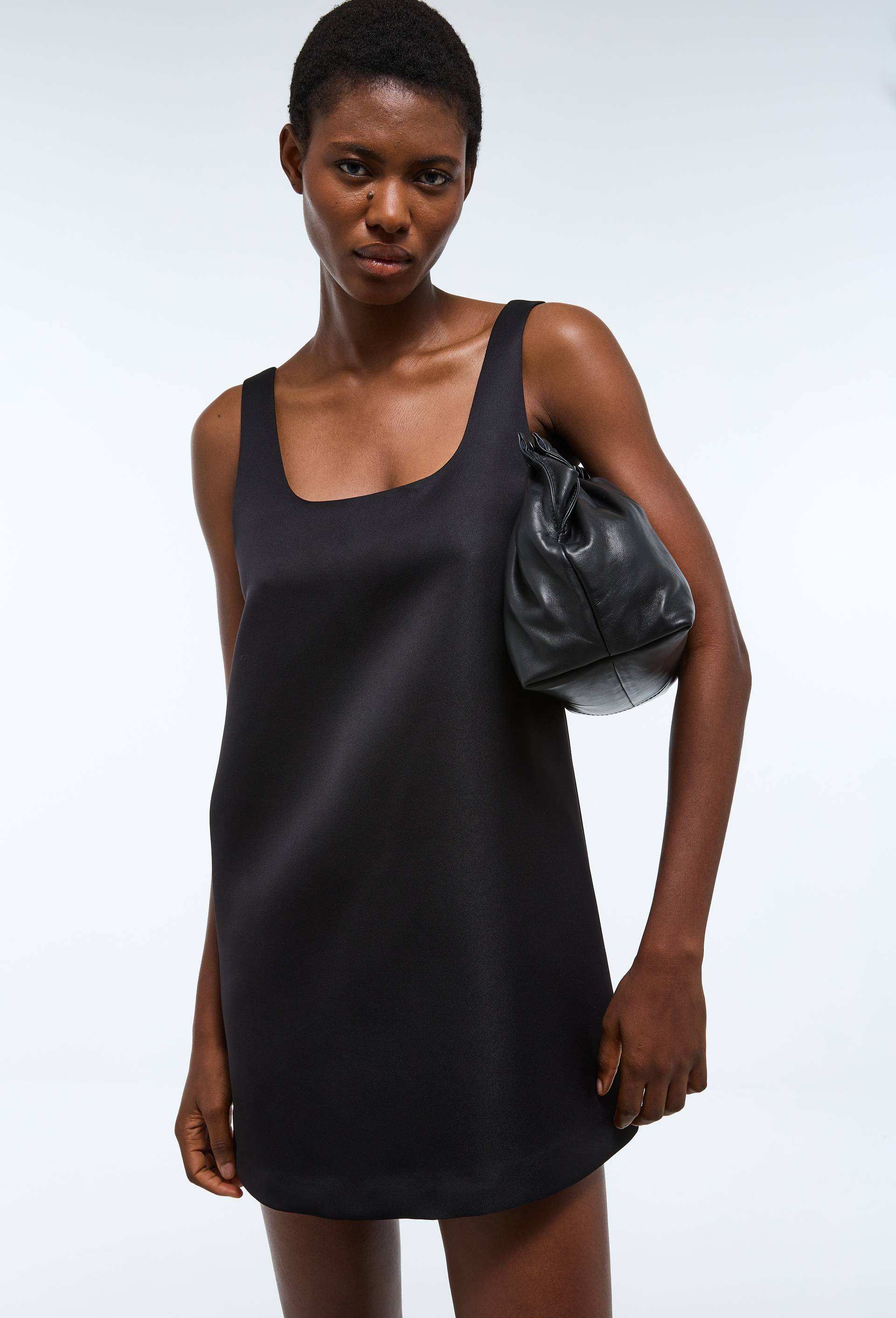 Robe courte unie, Noir, large image number 0