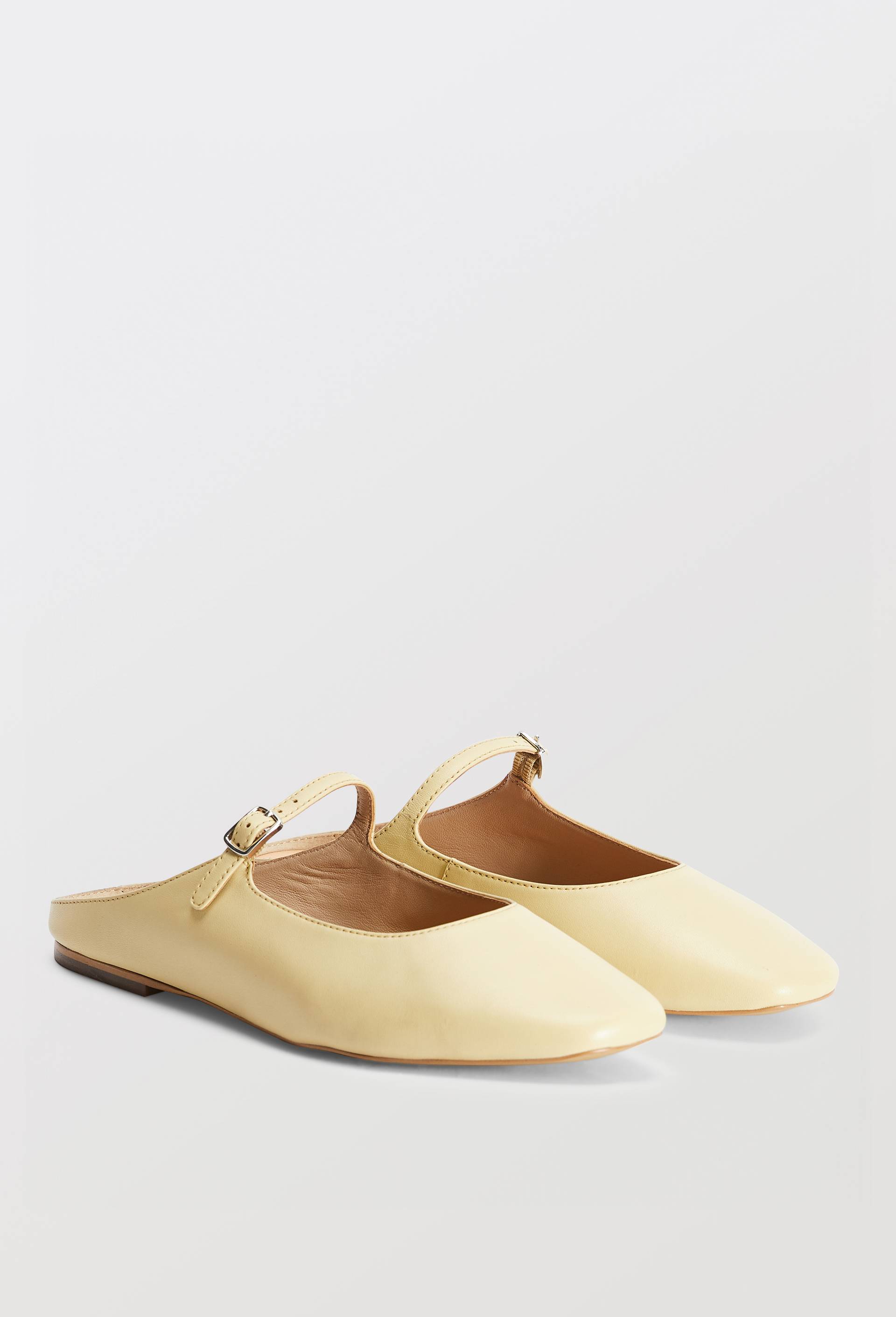 Mules &agrave; bride en cuir, Jaune clair, large image number 0.0