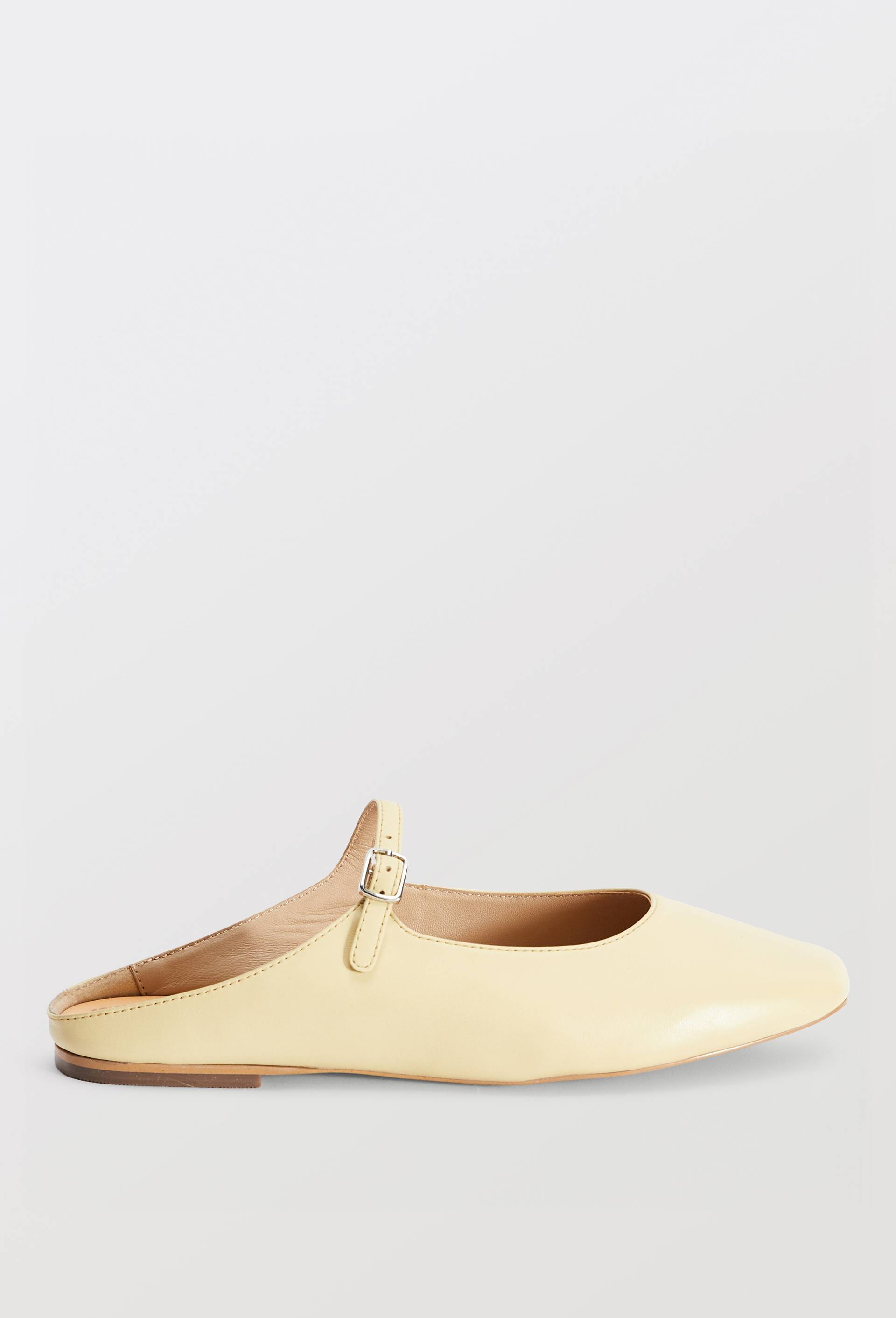 Mules &agrave; bride en cuir, Jaune clair, large image number 1.0