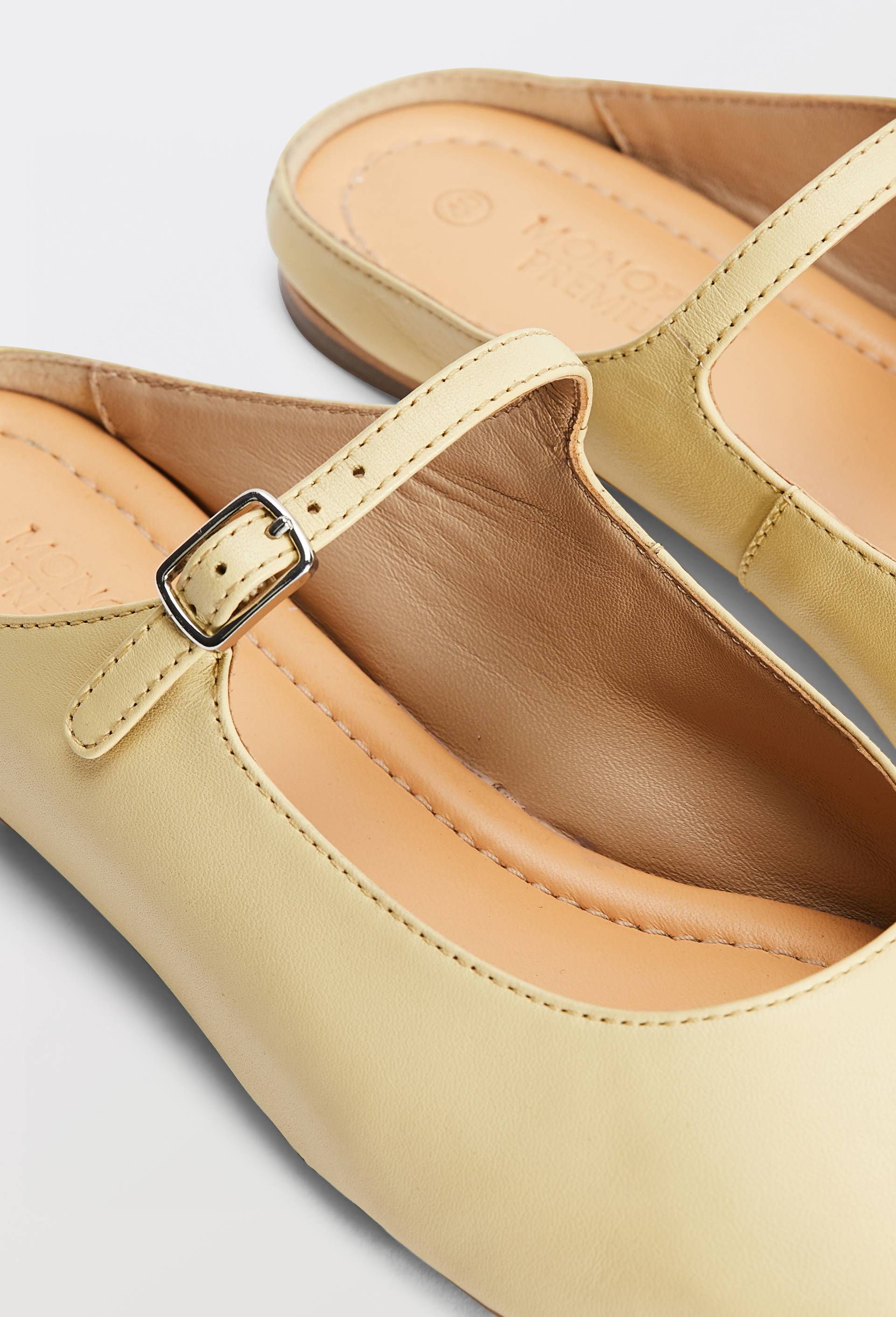 Mules &agrave; bride en cuir, Jaune clair, large image number 2.0