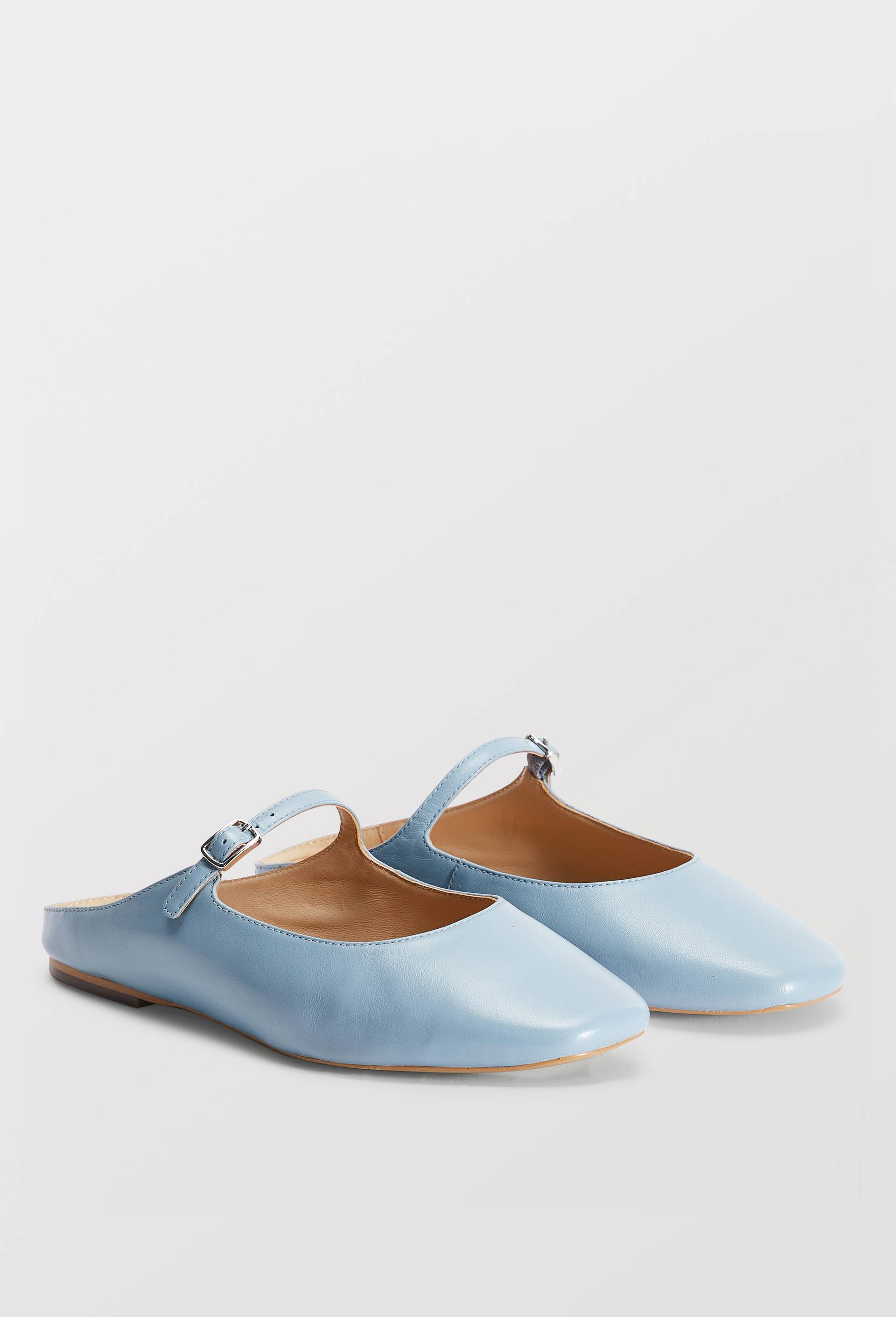 Mules &agrave; bride en cuir, Bleu clair, large image number 0
