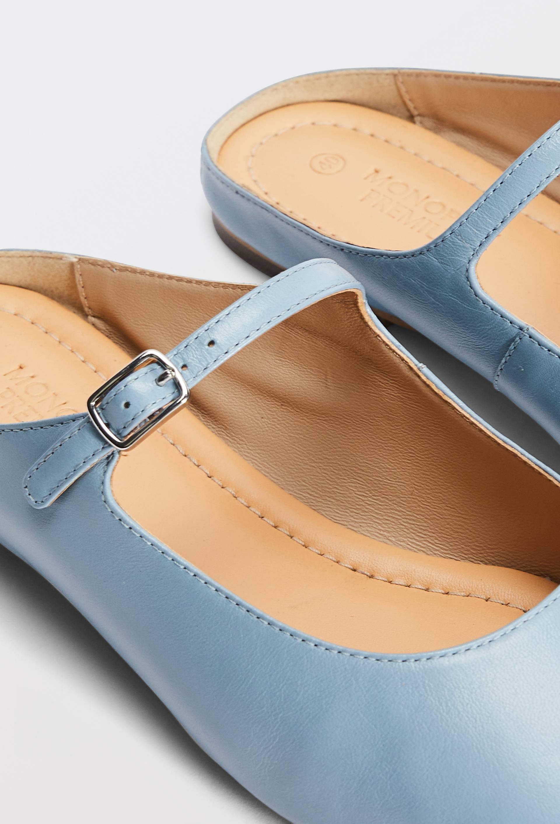 Mules &agrave; bride en cuir, Bleu clair, large image number 2.0