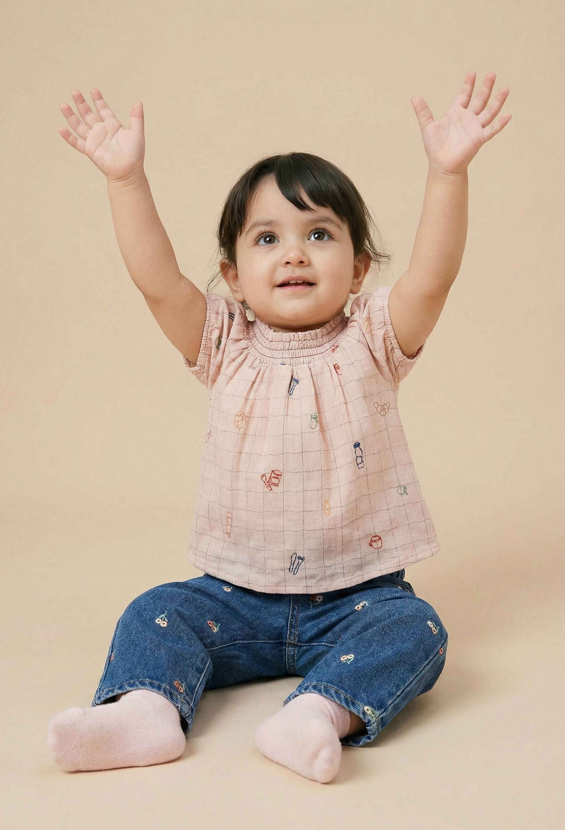 Blouse imprim&eacute;e en coton BIO GOTS, Rose, large image number 0