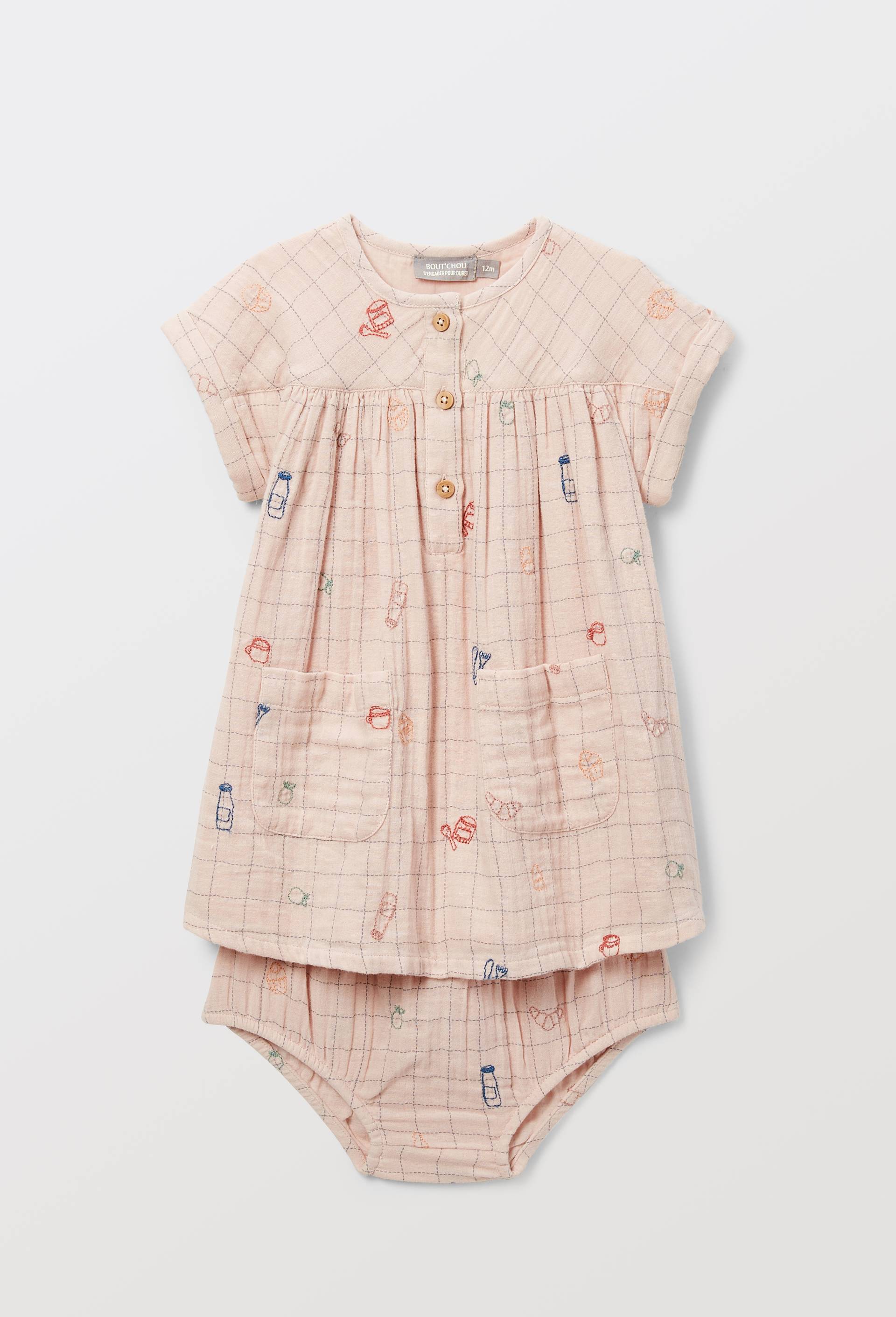 Robe avec bloomer imprim&eacute; en coton BIO GOTS, Rose, large image number 1.0