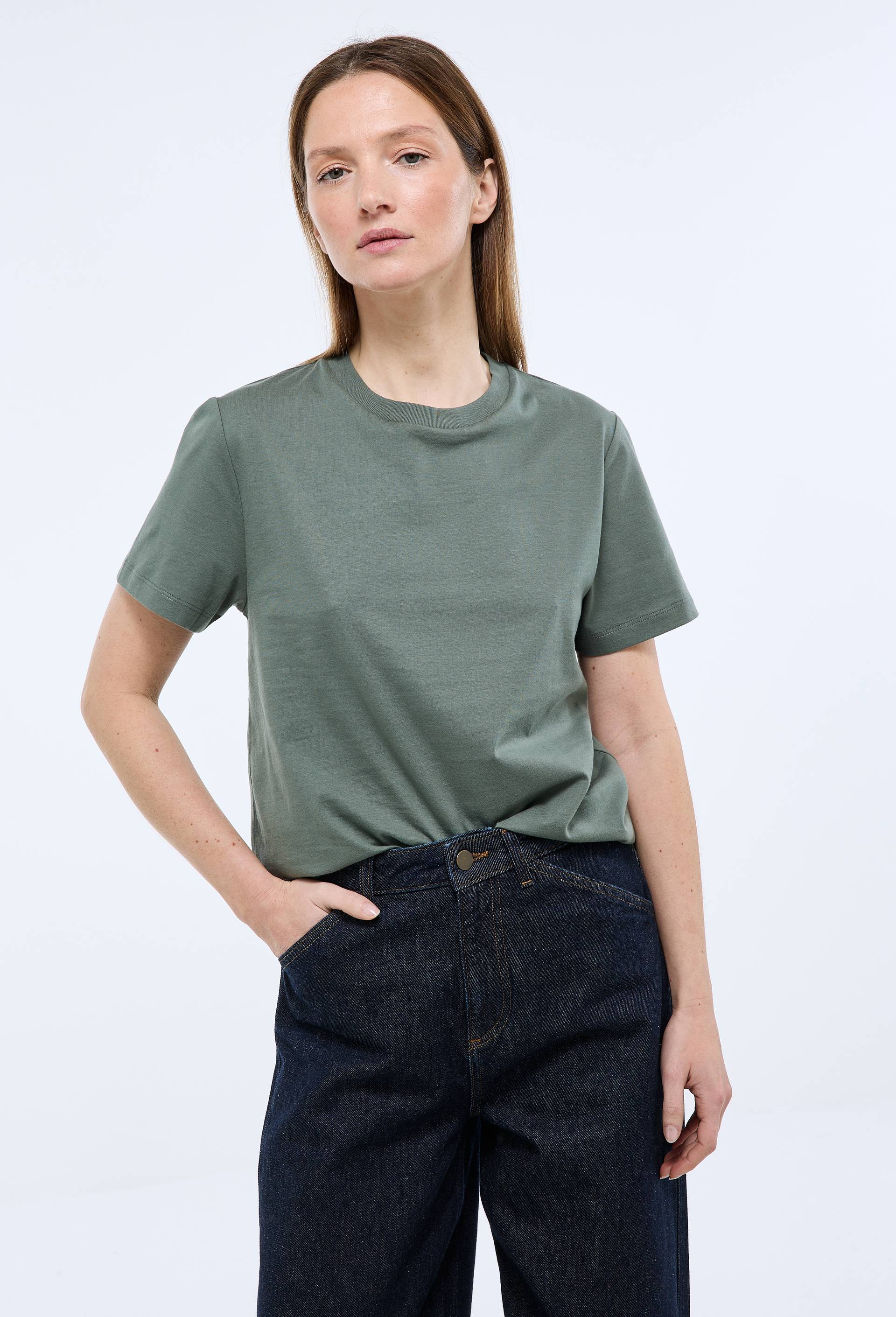T-shirt manches courtes uni en coton BIO GOTS, Vert, large image number 0.0