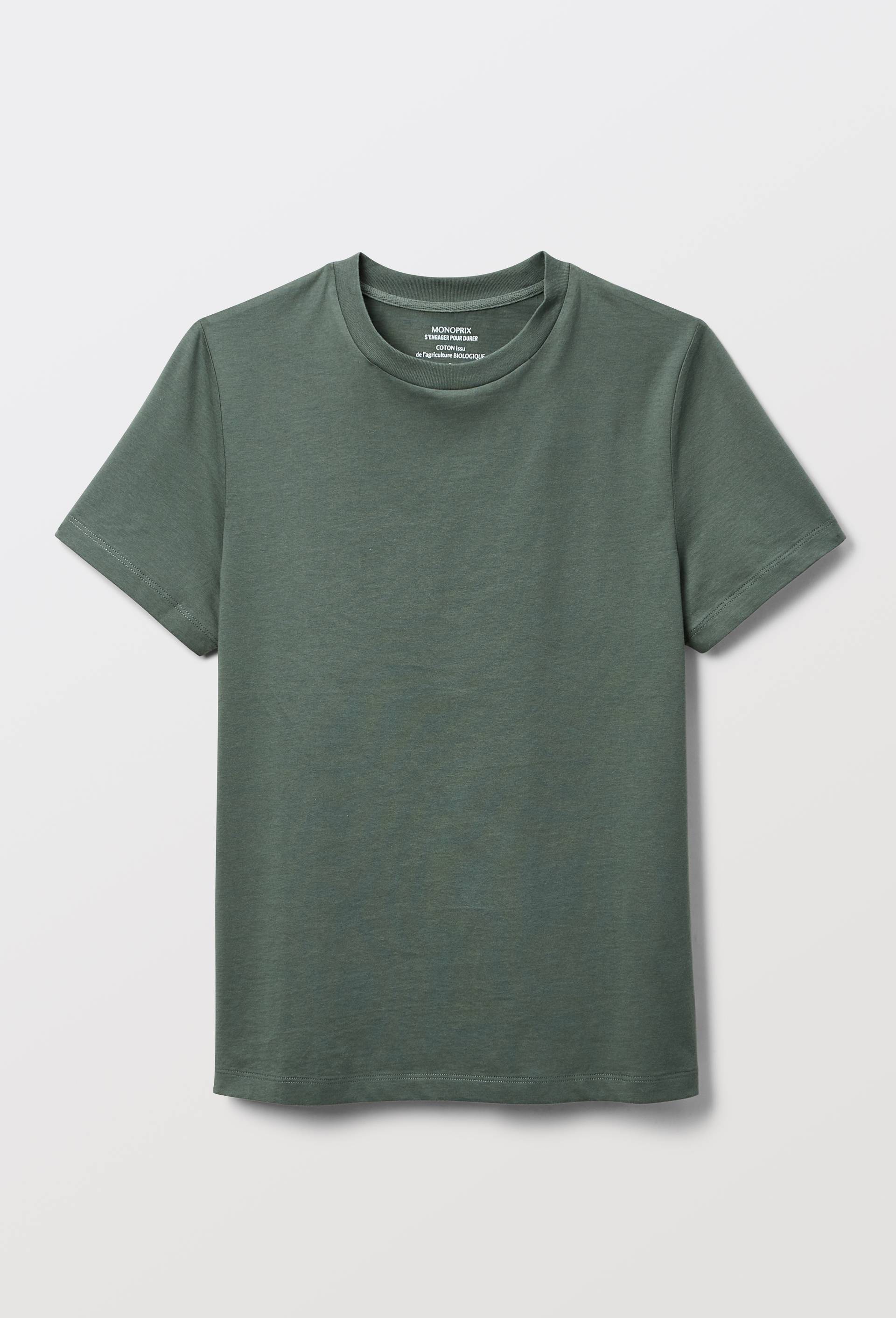 T-shirt manches courtes uni en coton BIO GOTS, Vert, large image number 2.0