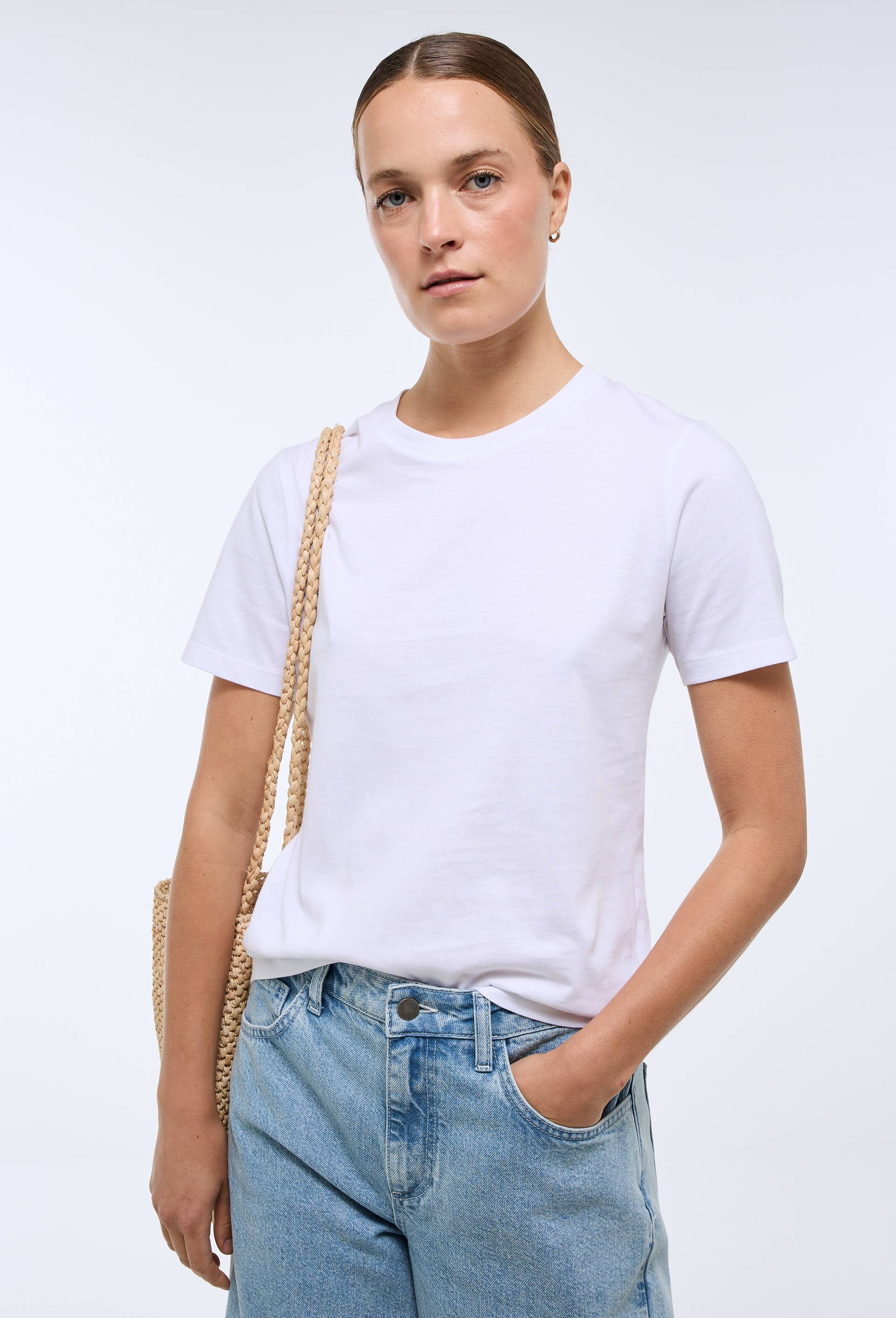 T-shirt manches courtes uni en coton BIO GOTS, Blanc, large image number 0