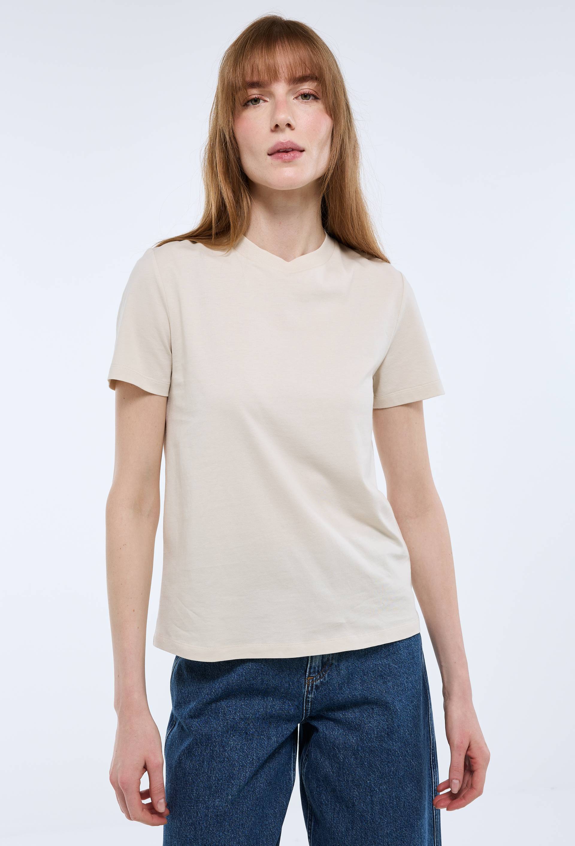 T-shirt manches courtes uni en coton BIO GOTS, Ecru, large image number 0.0