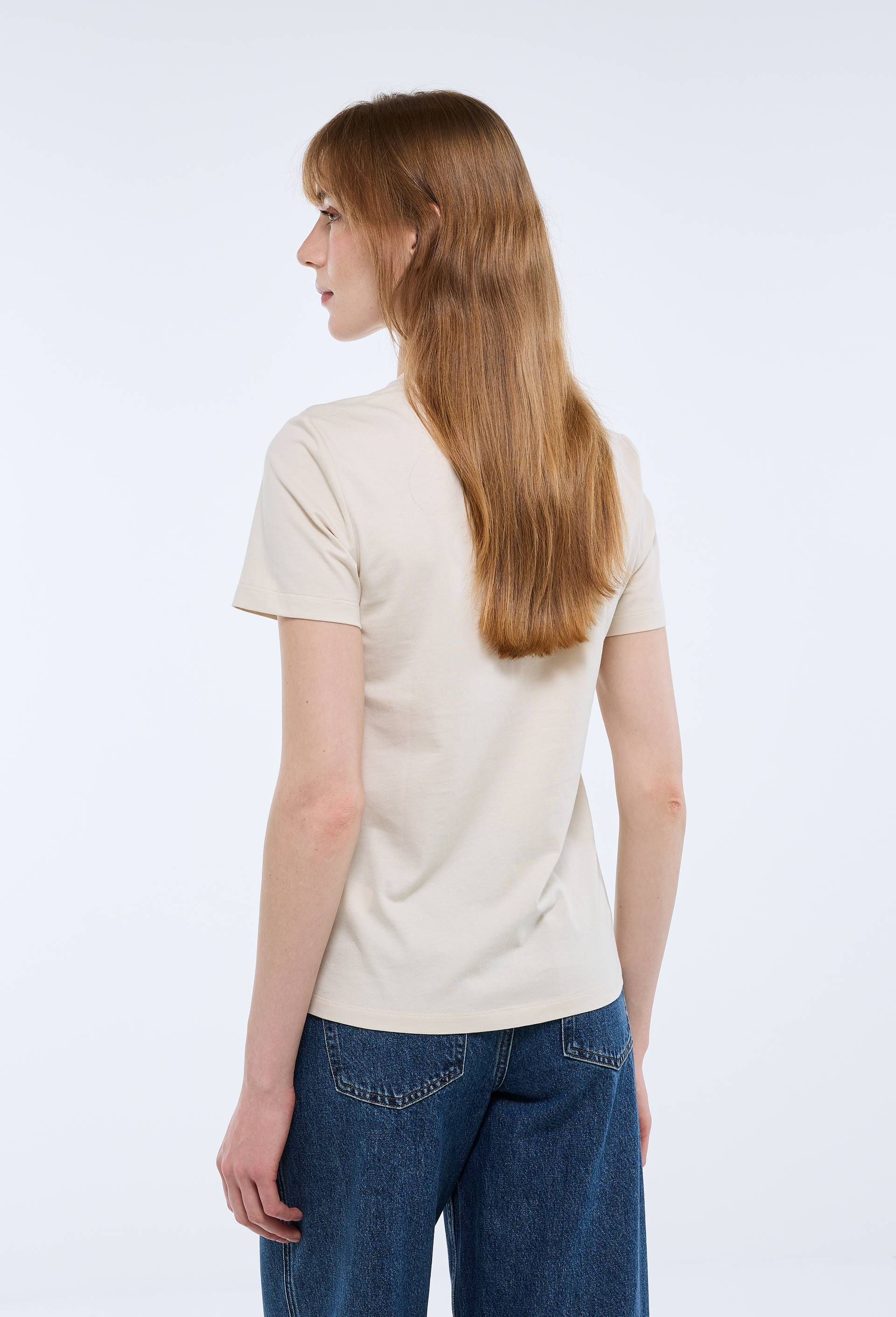T-shirt manches courtes uni en coton BIO GOTS, Ecru, large image number 1.0