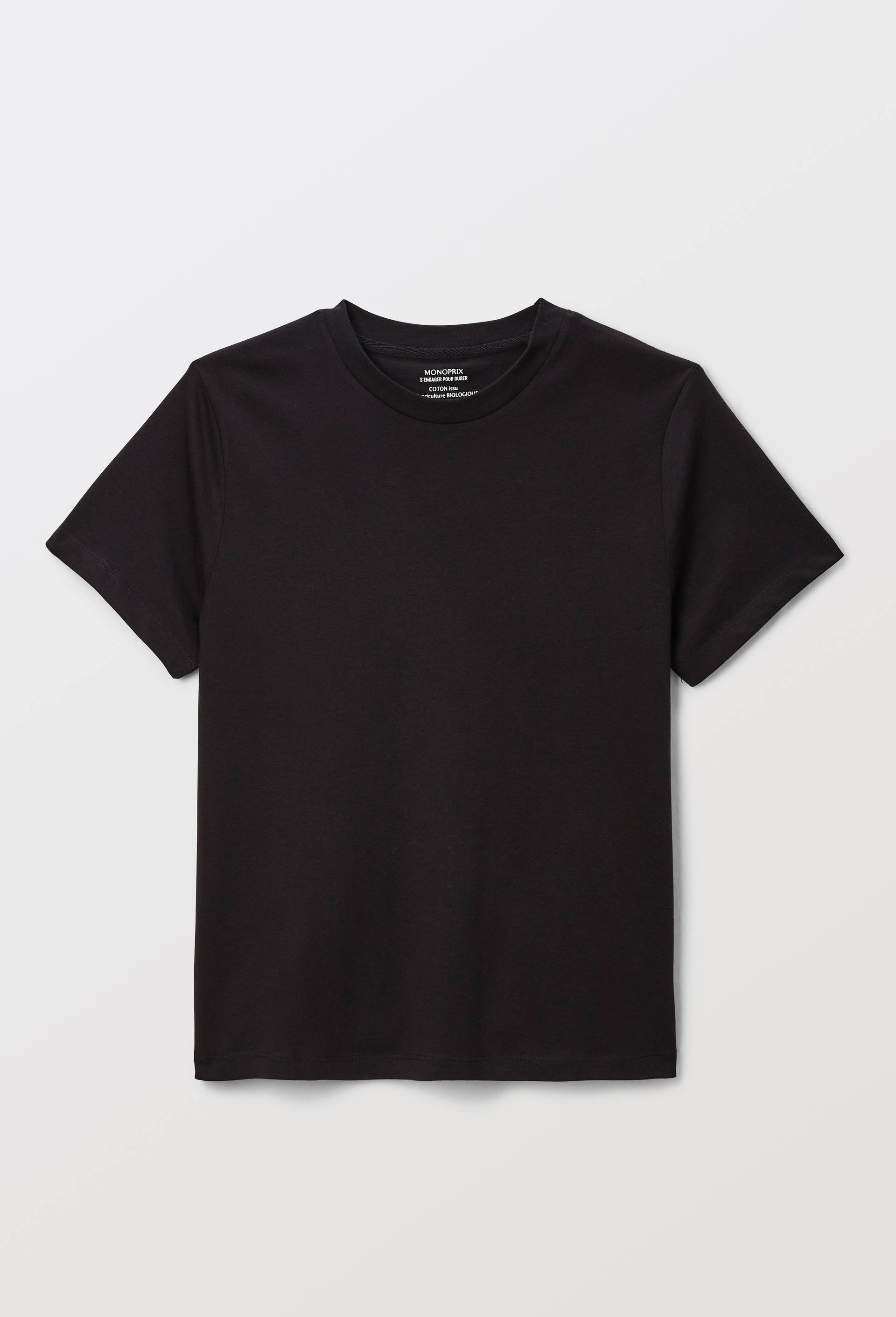 T-shirt manches courtes uni en coton BIO GOTS, Noir, large image number 2