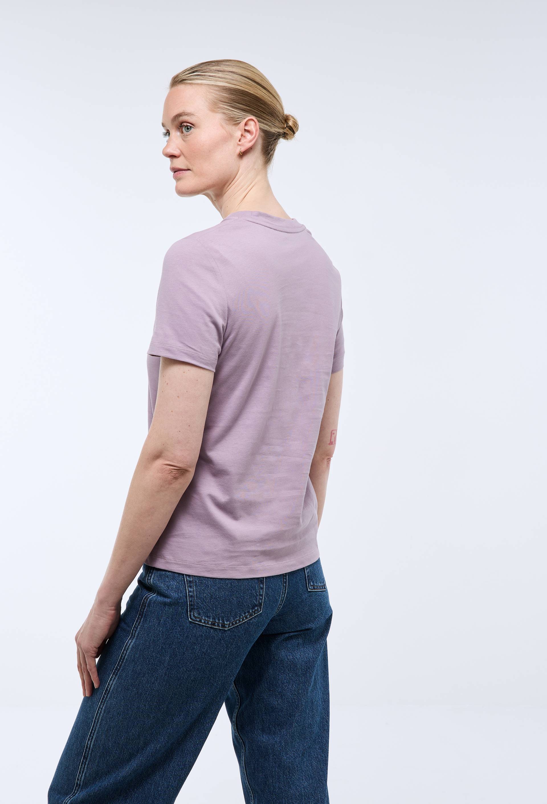 T-shirt manches courtes uni en coton BIO GOTS, Violet, large image number 1.0